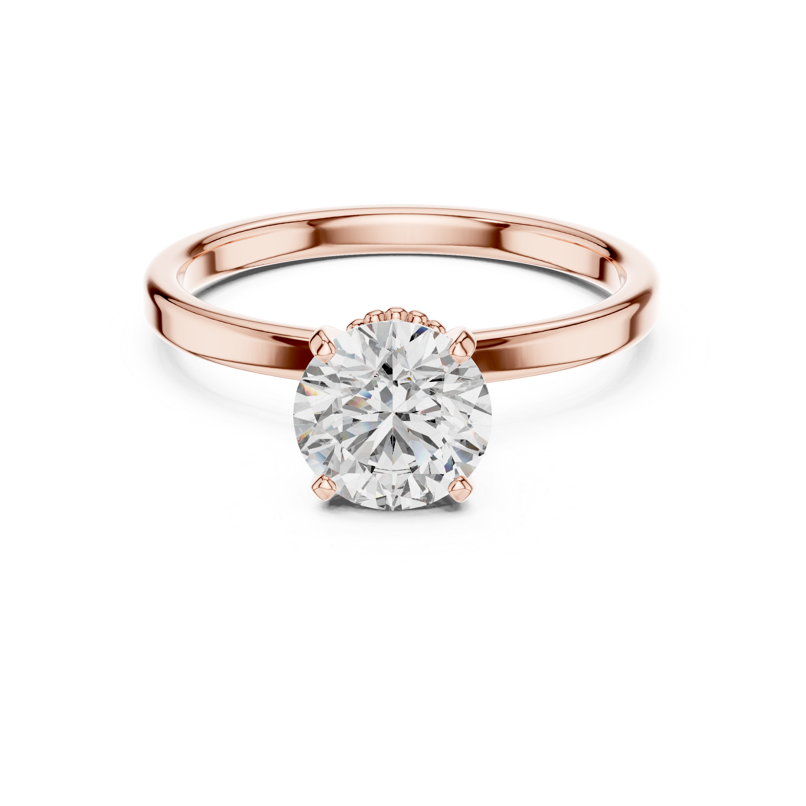 1ct Solitaire Halo Beads Band