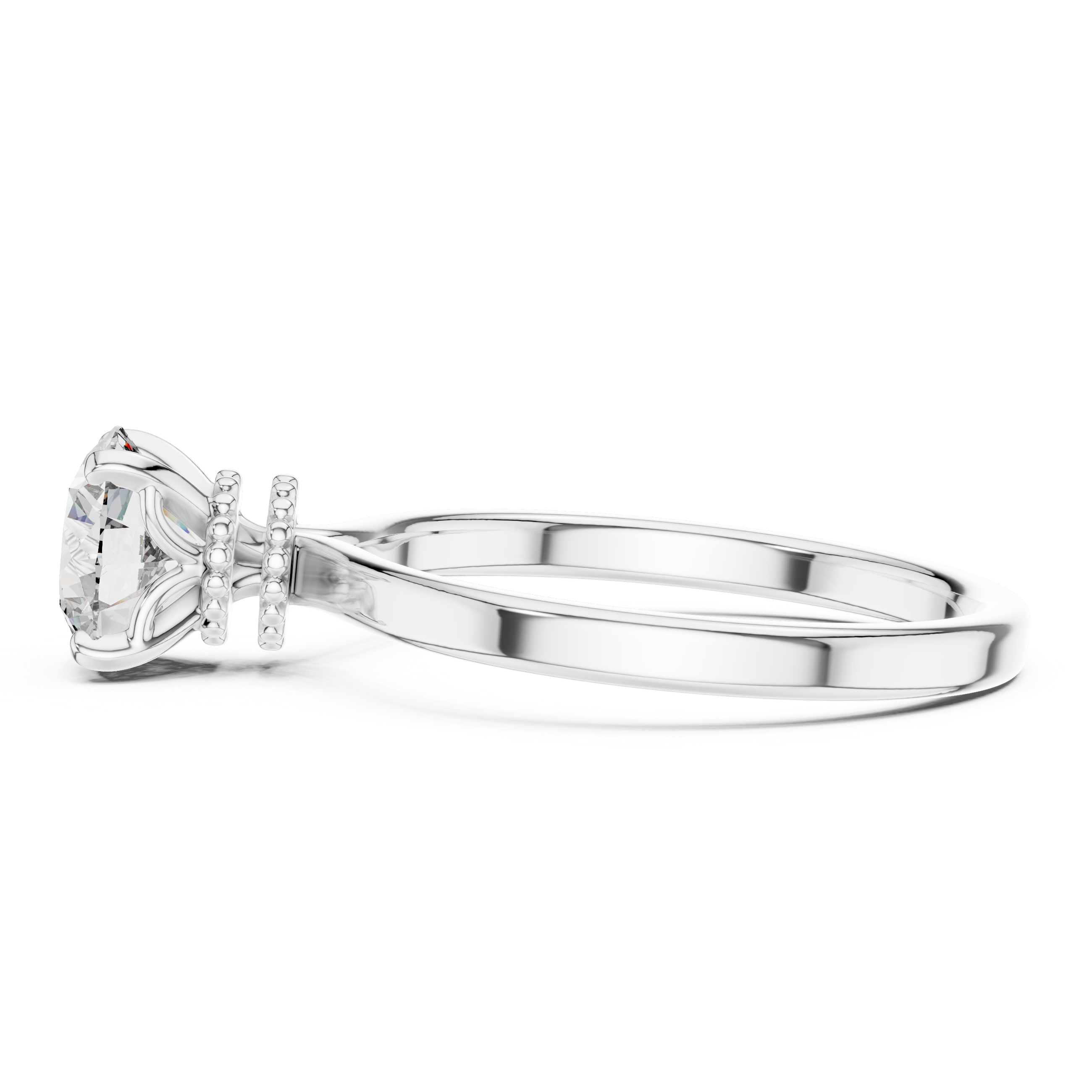 1ct Solitaire Halo Beads Band