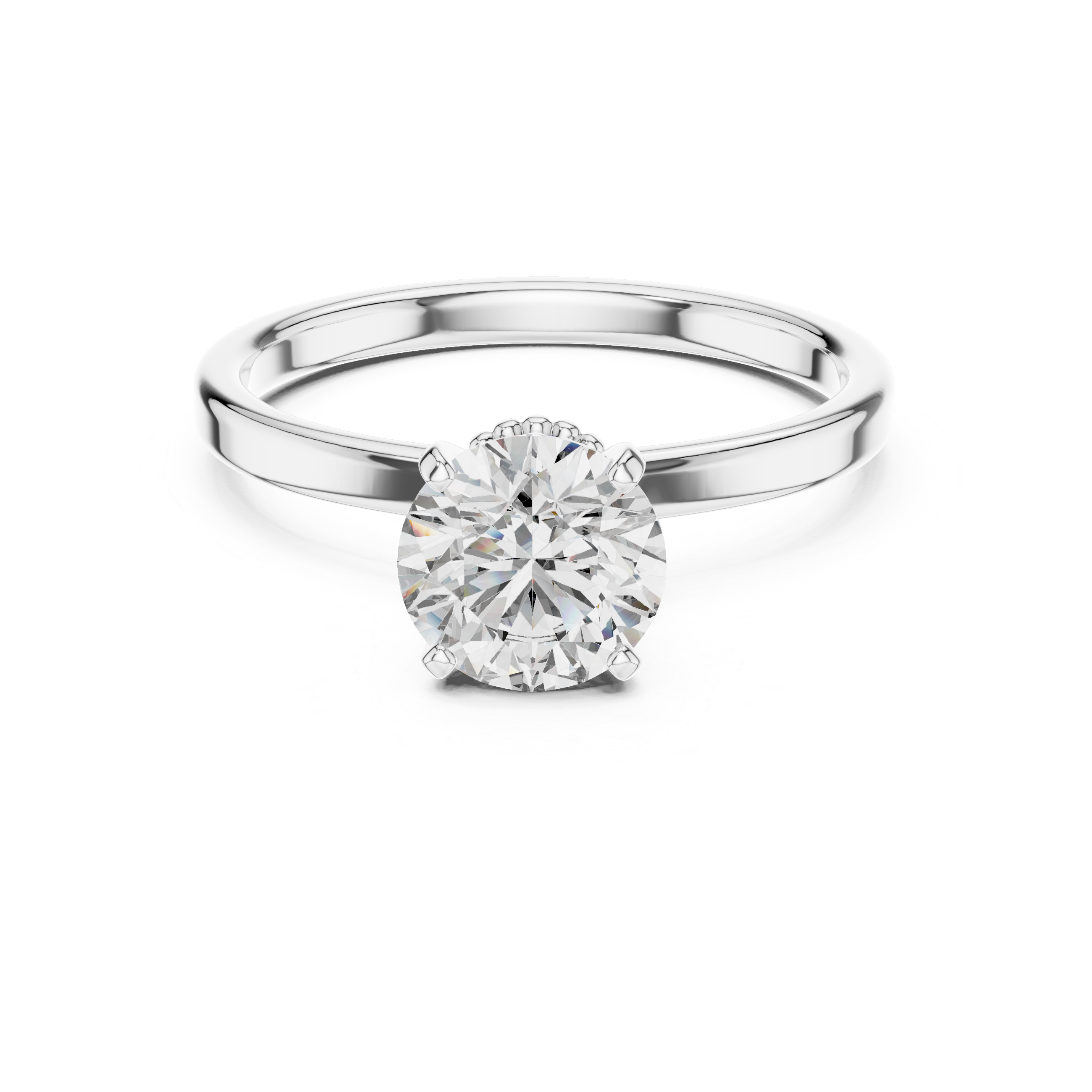 1ct Solitaire Halo Beads Band