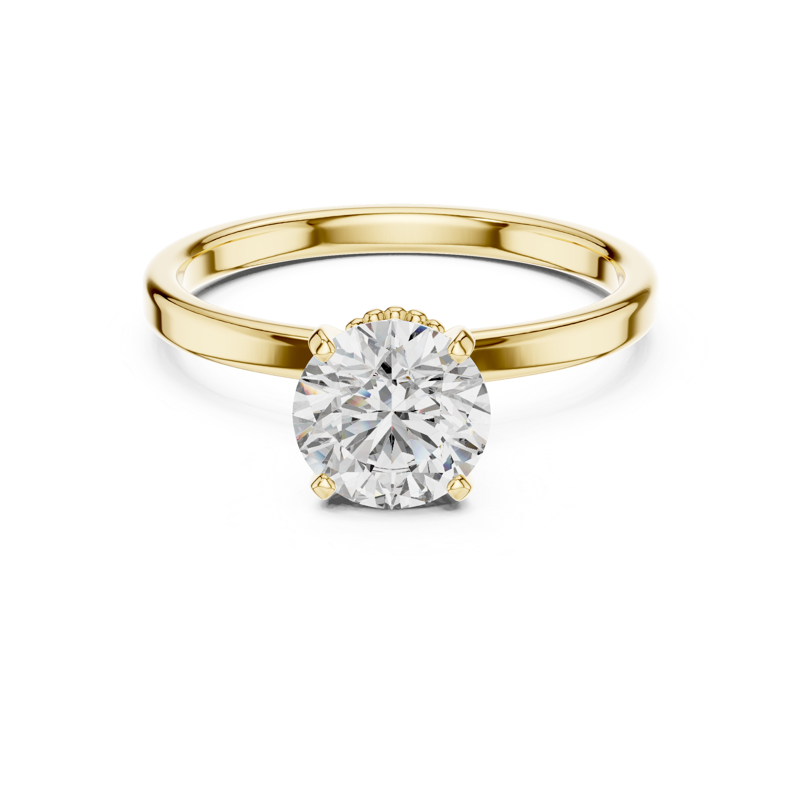 1ct Solitaire Halo Beads Band