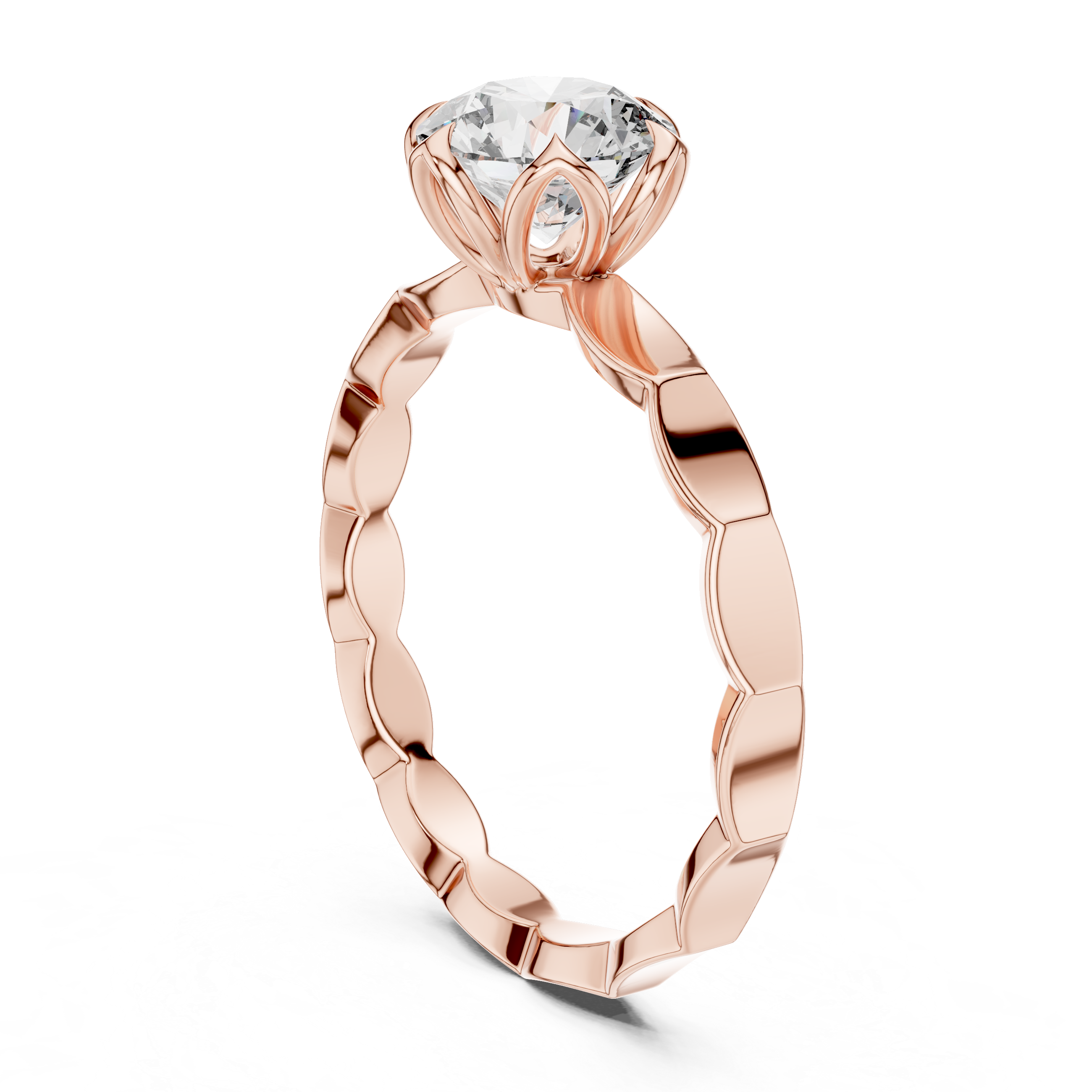 1ct Solitaire Ring With Unique Shank Pettern