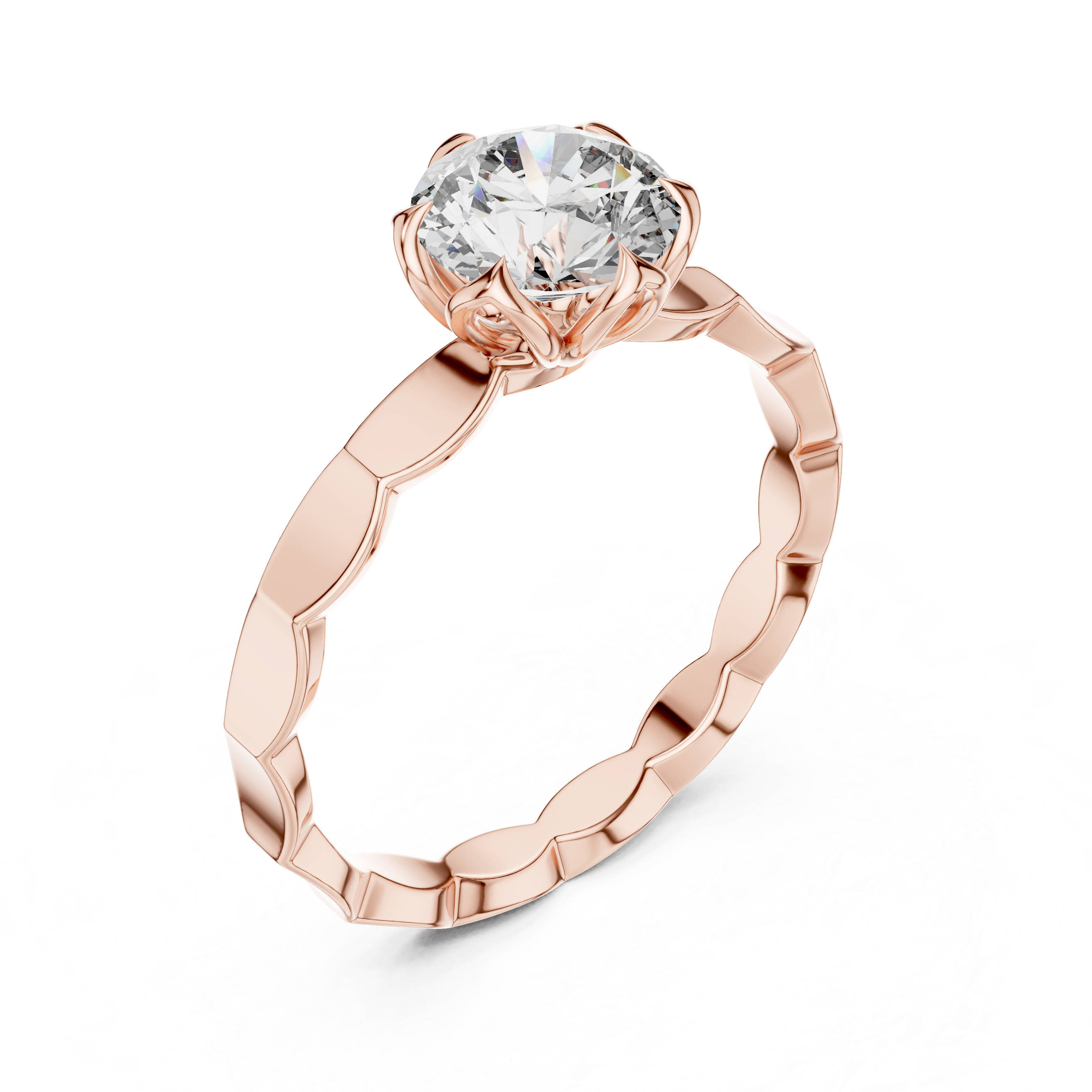 1ct Solitaire Ring With Unique Shank Pettern