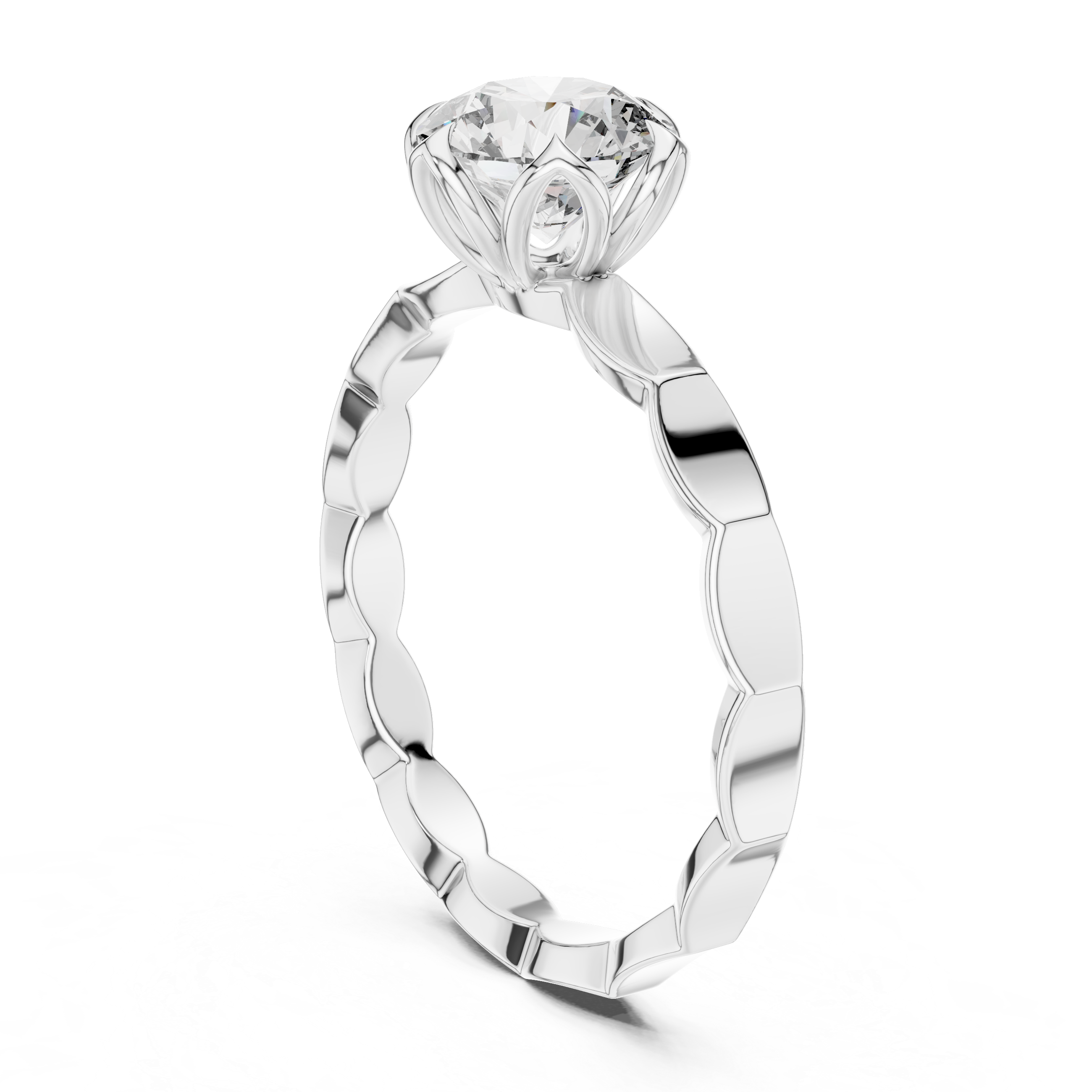 1ct Solitaire Ring With Unique Shank Pettern