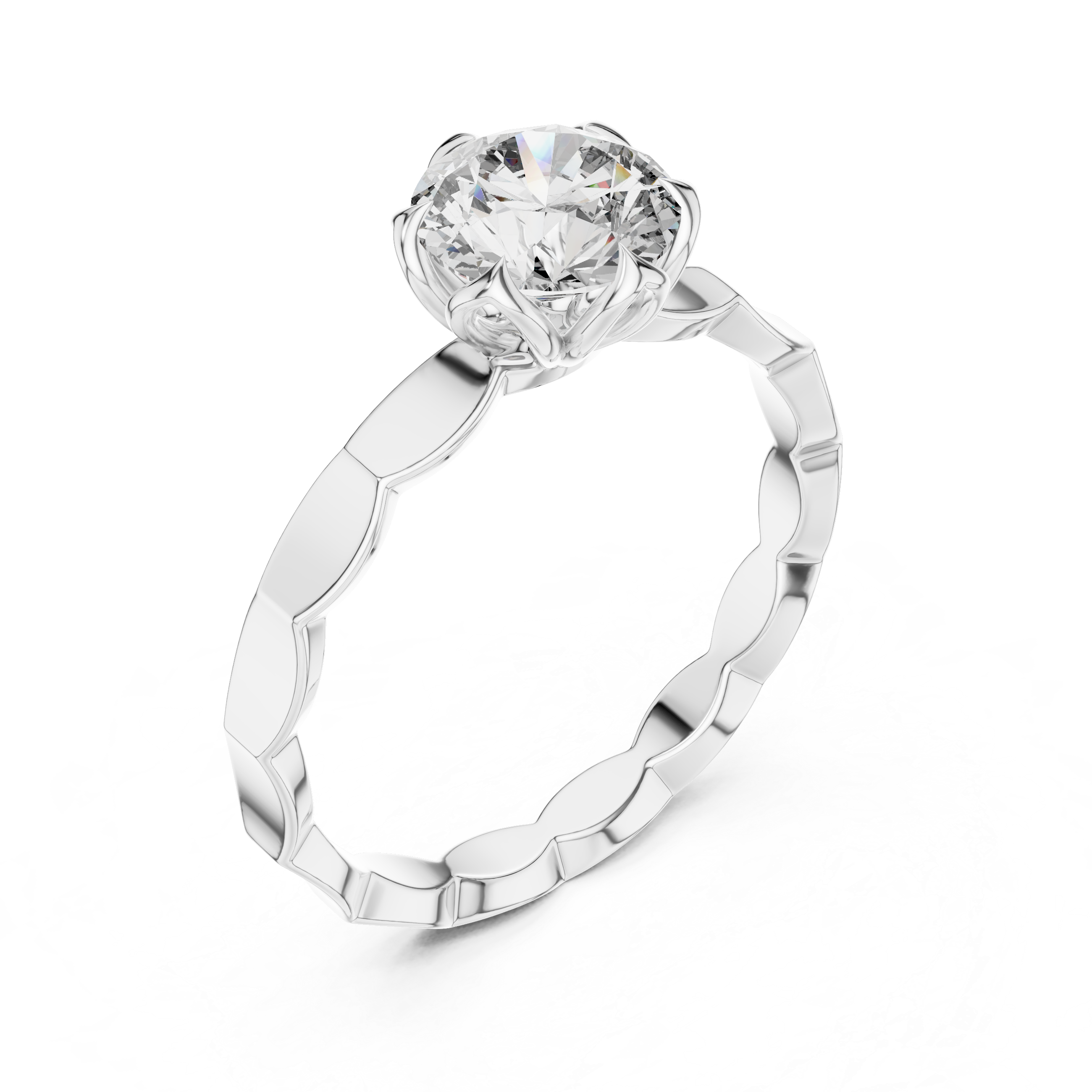 1ct Solitaire Ring With Unique Shank Pettern