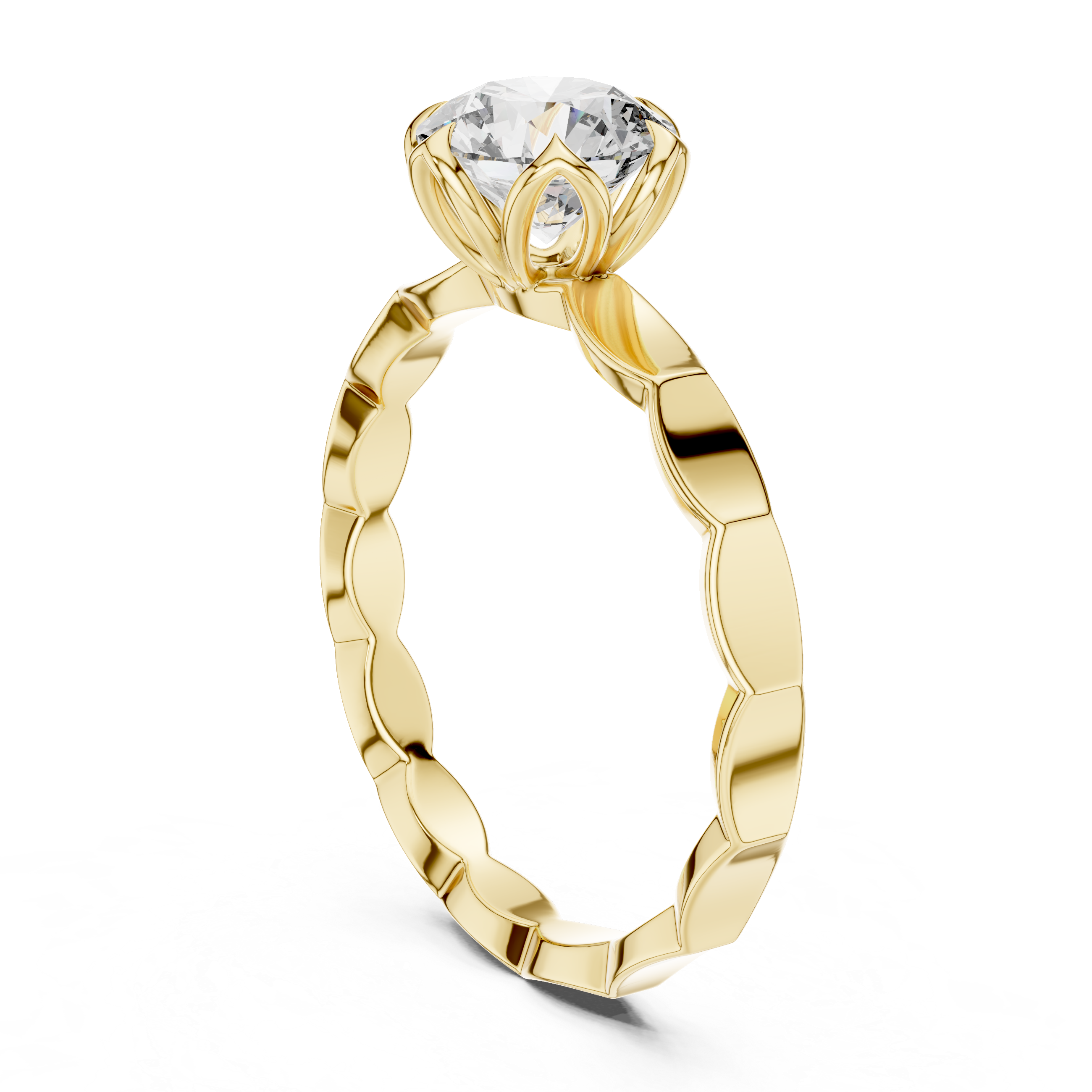1ct Solitaire Ring With Unique Shank Pettern