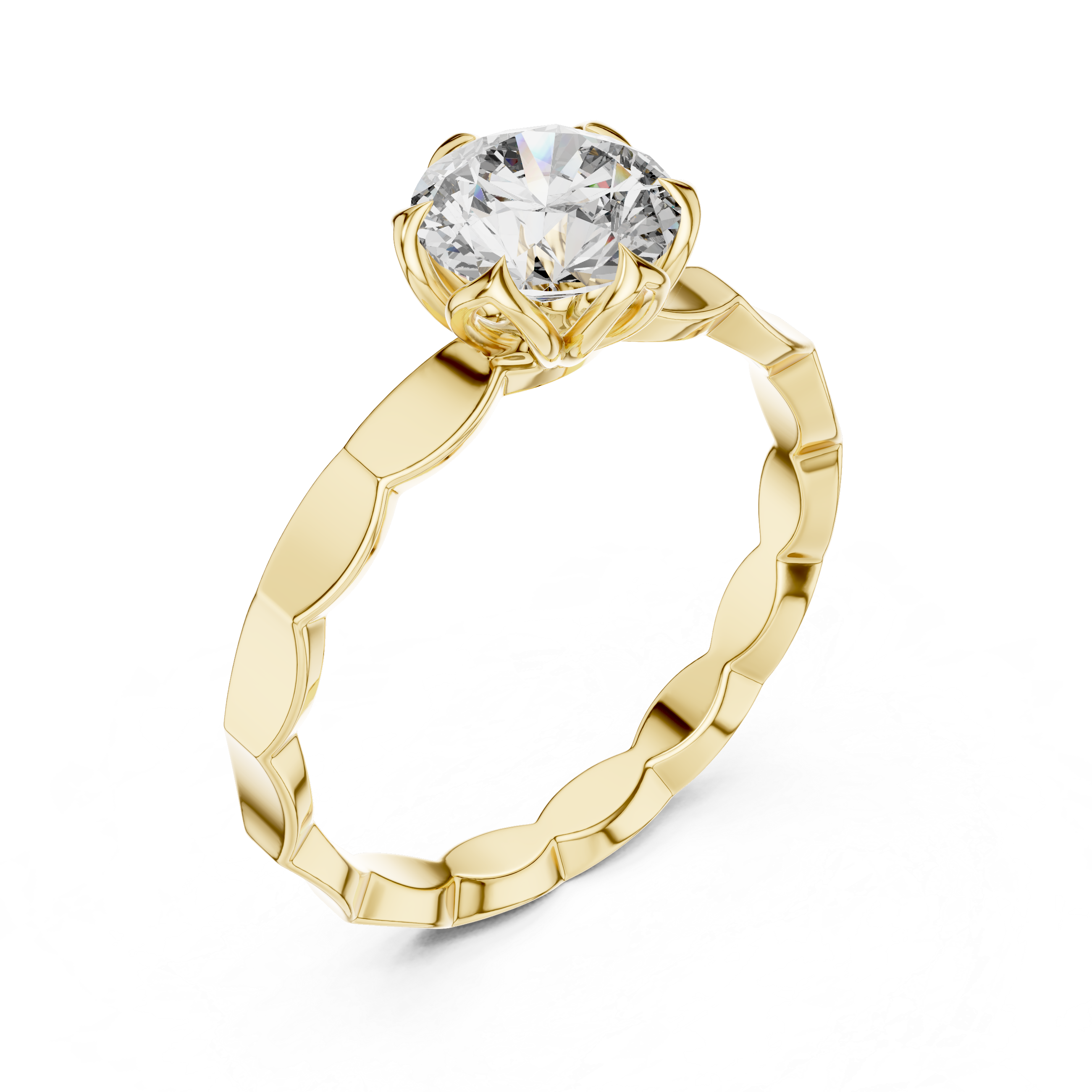 1ct Solitaire Ring With Unique Shank Pettern