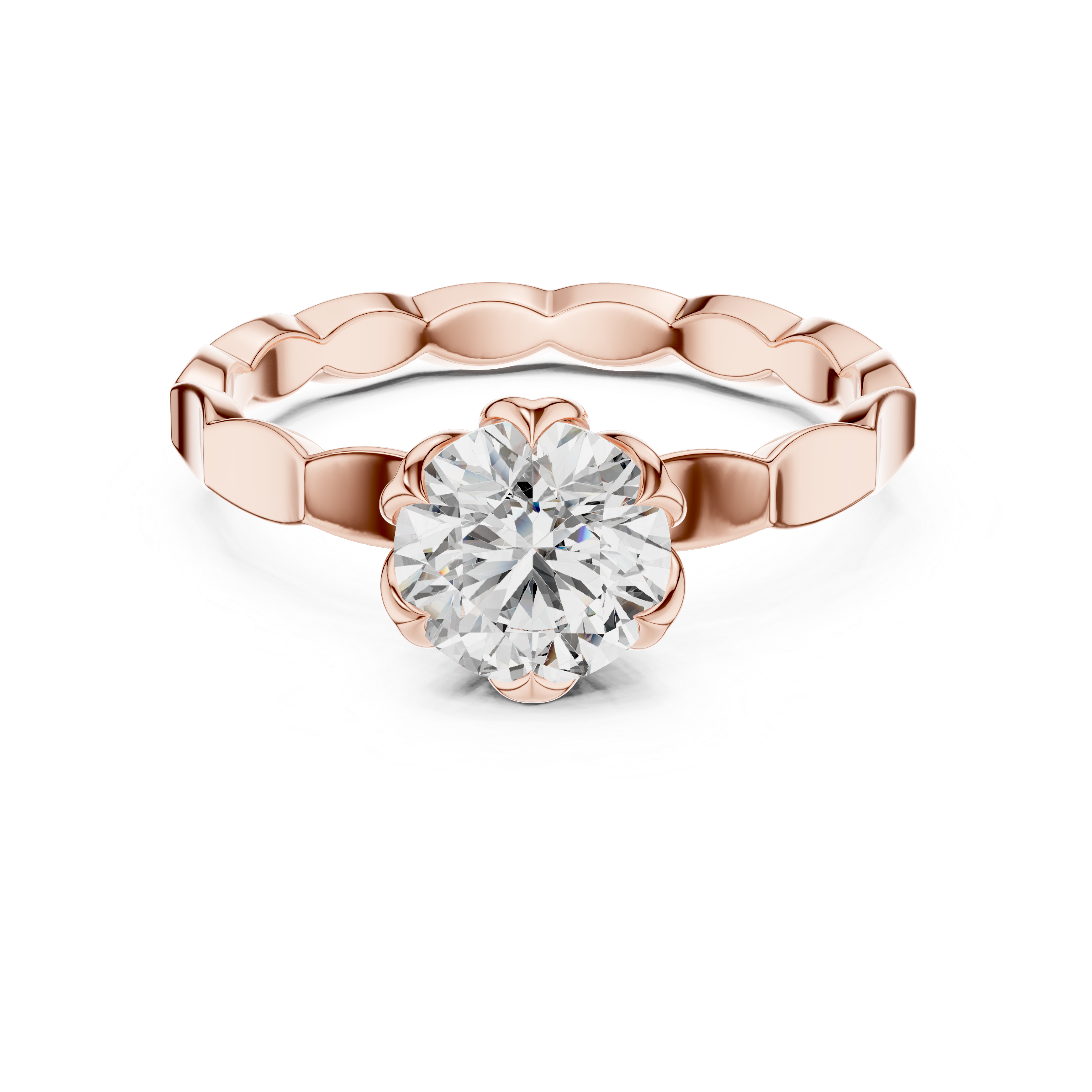 1ct Solitaire Ring With Unique Shank Pettern