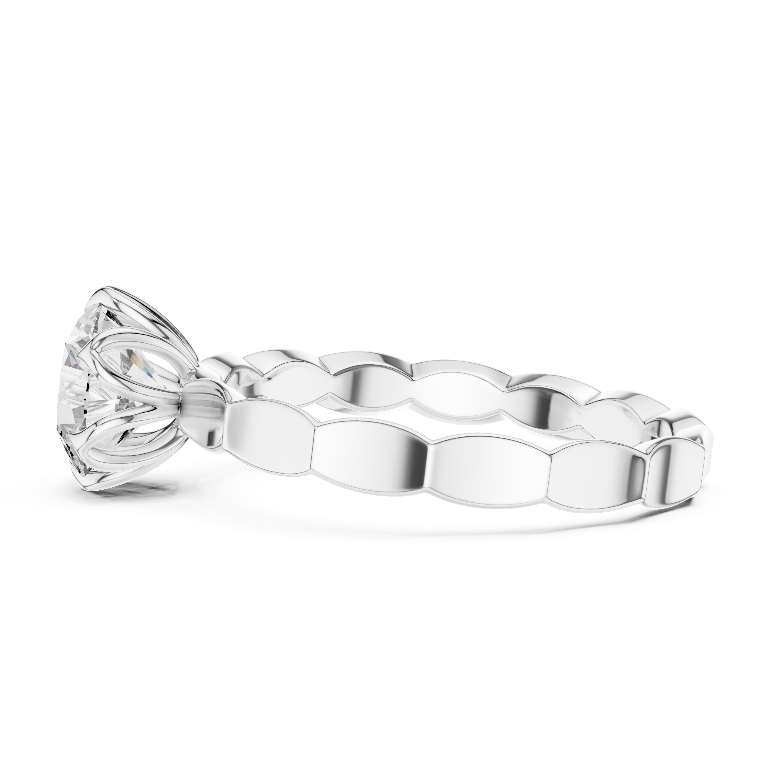 1ct Solitaire Ring With Unique Shank Pettern