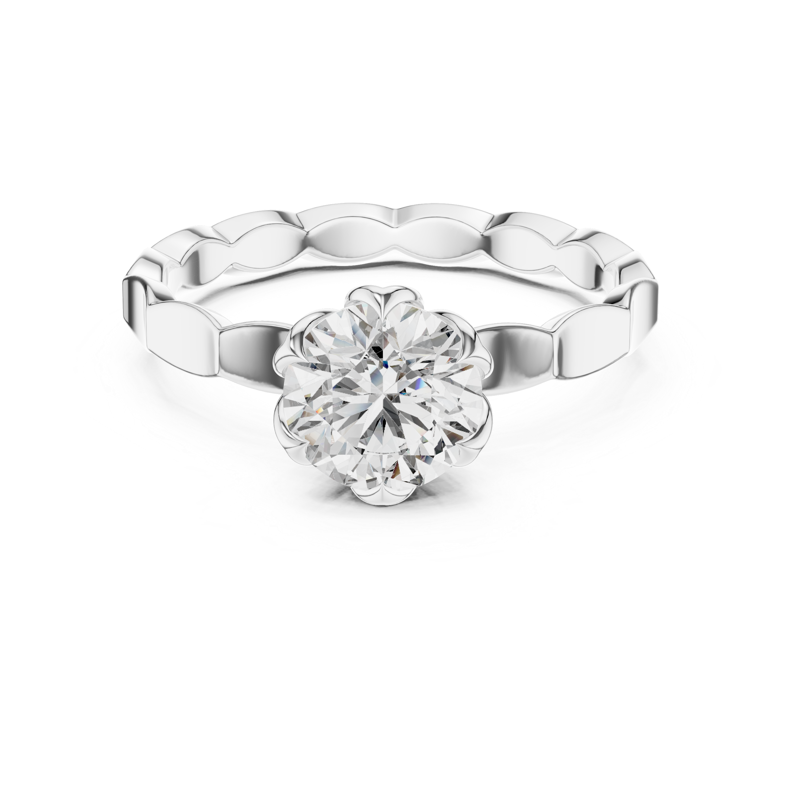 1ct Solitaire Ring With Unique Shank Pettern