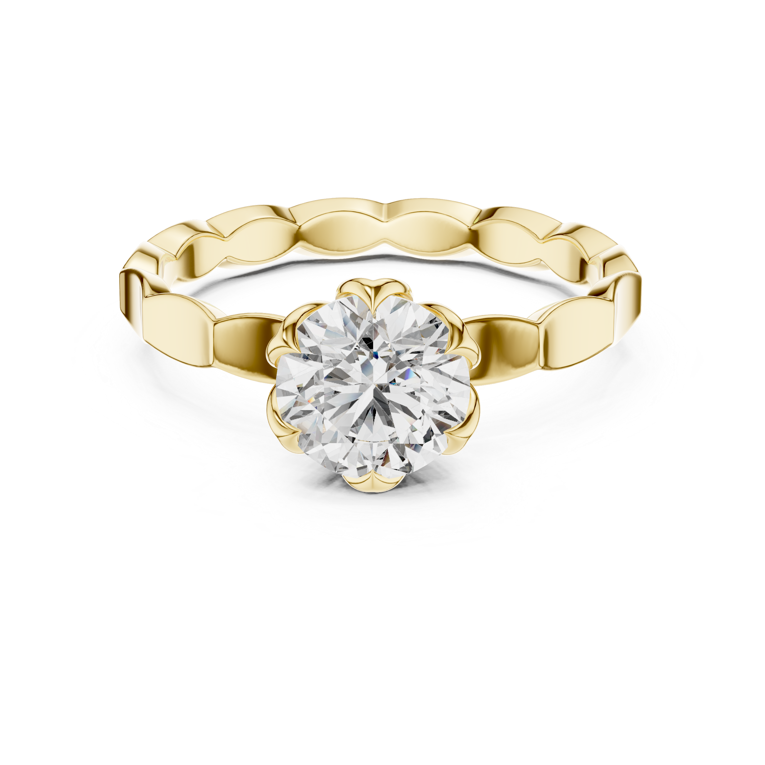 1ct Solitaire Ring With Unique Shank Pettern