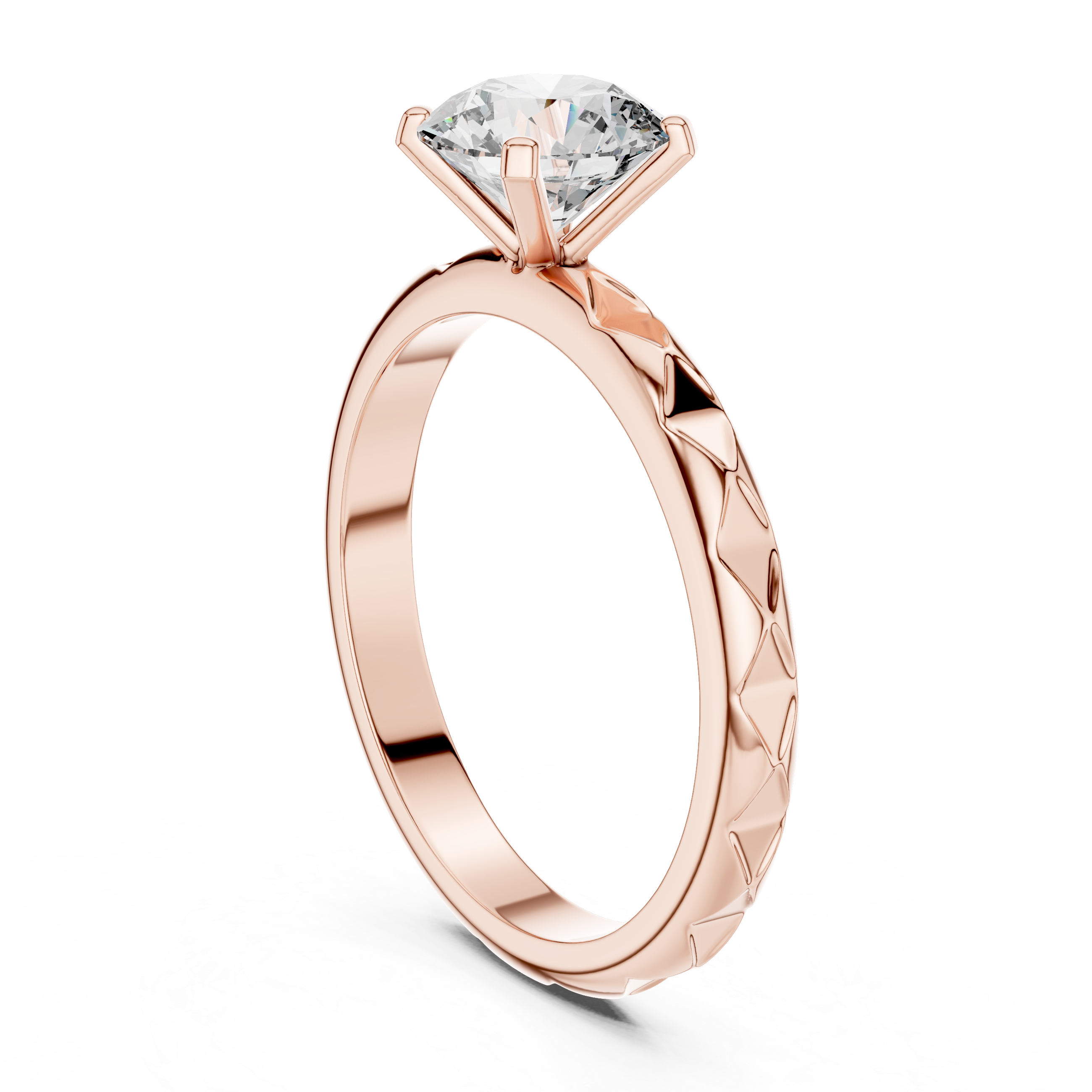 1ct Solitaire With Block Texture Band