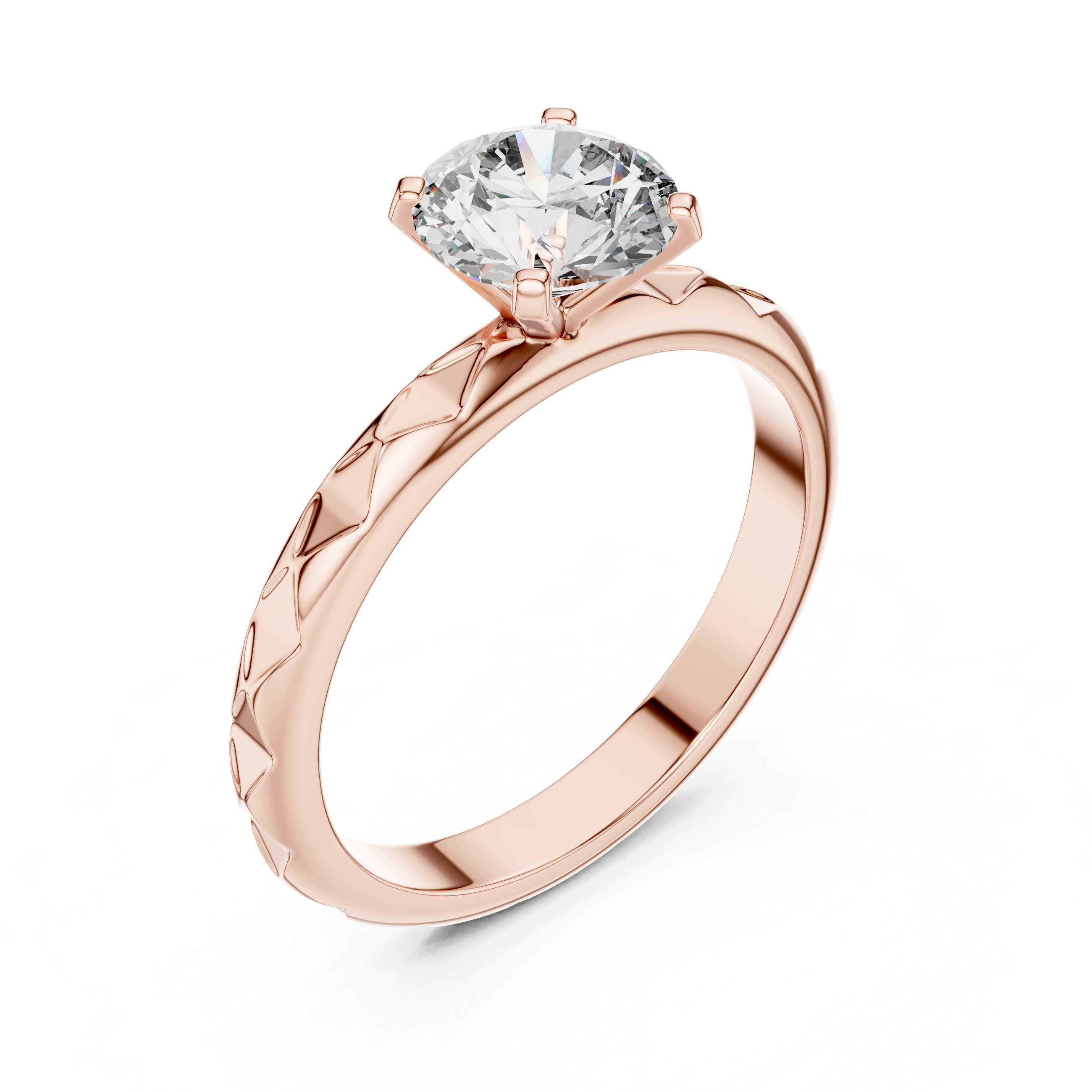 1ct Solitaire With Block Texture Band