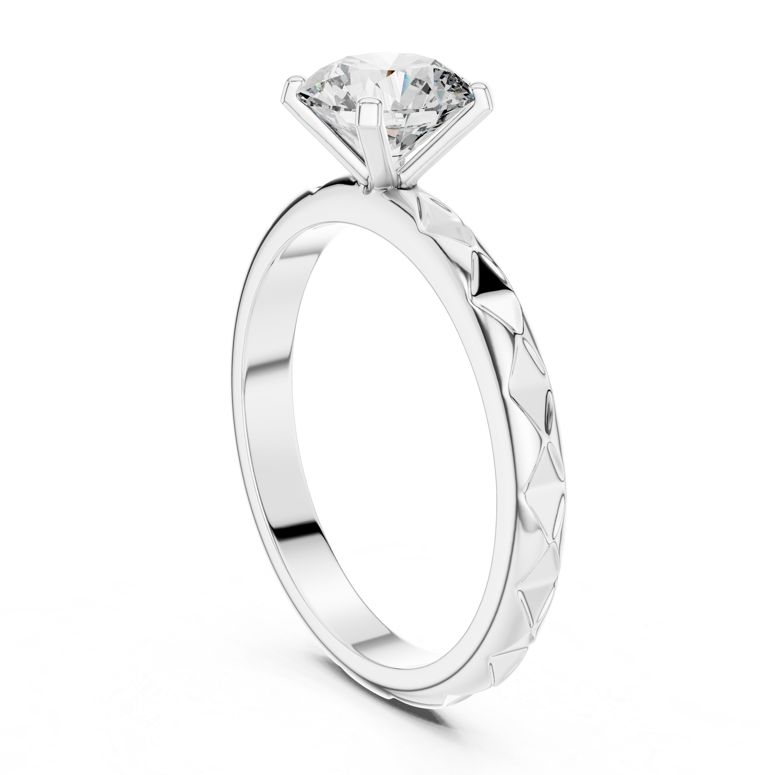 1ct Solitaire With Block Texture Band