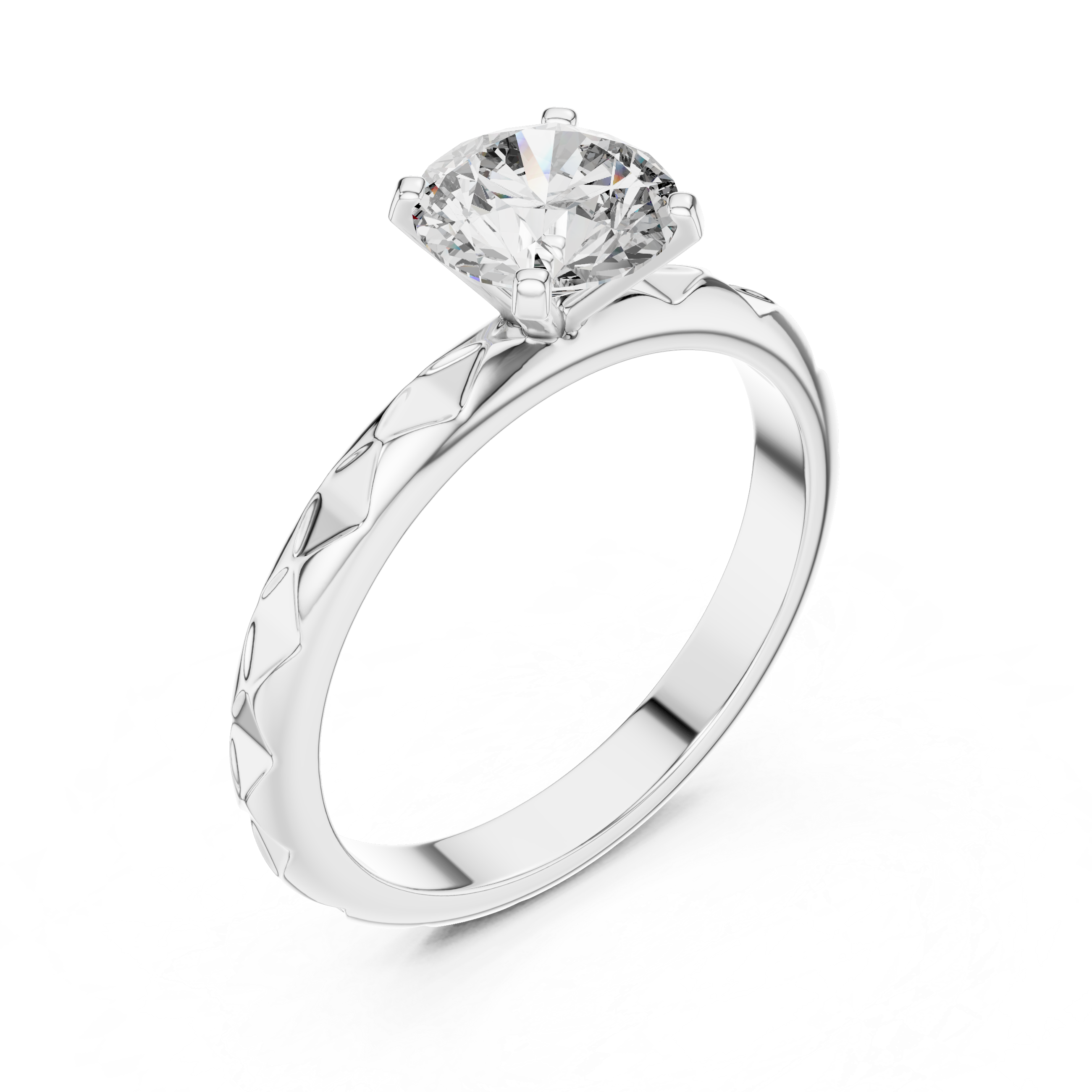 1ct Solitaire With Block Texture Band