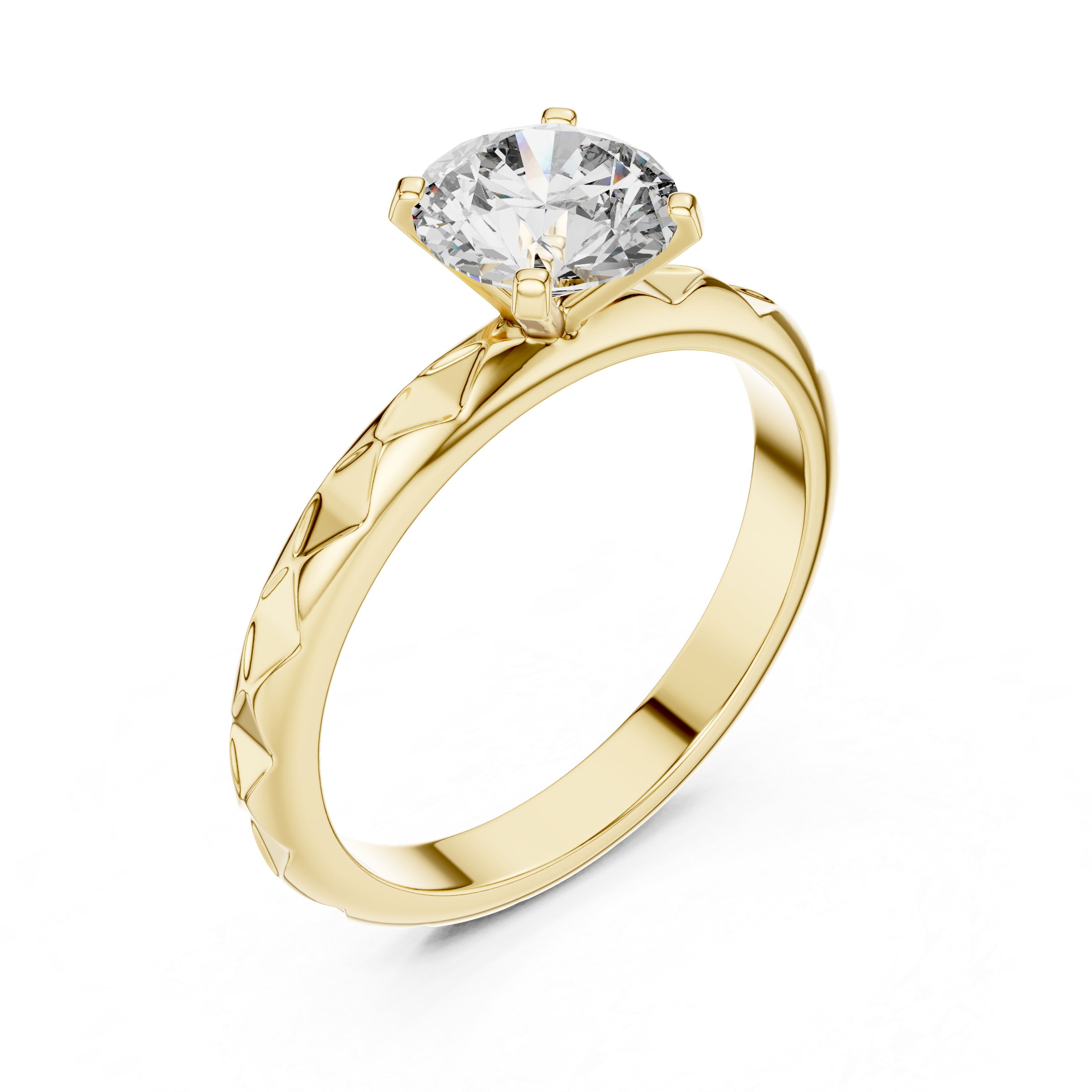 1ct Solitaire With Block Texture Band