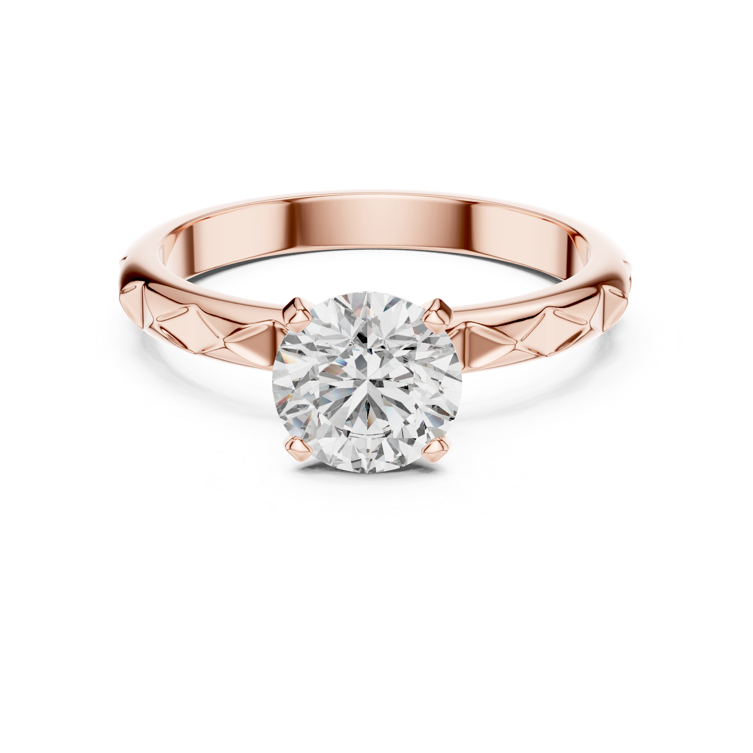 1ct Solitaire With Block Texture Band