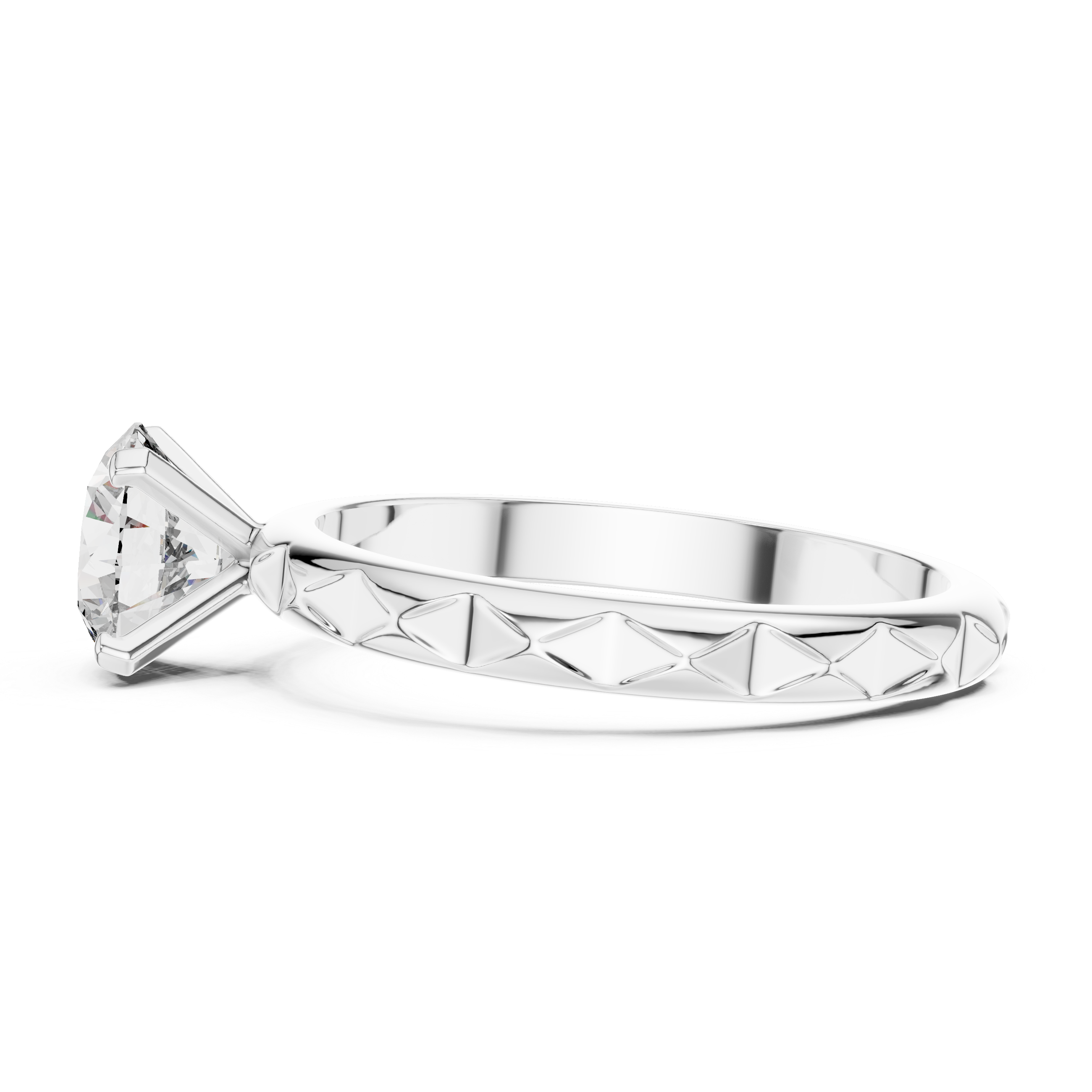 1ct Solitaire With Block Texture Band