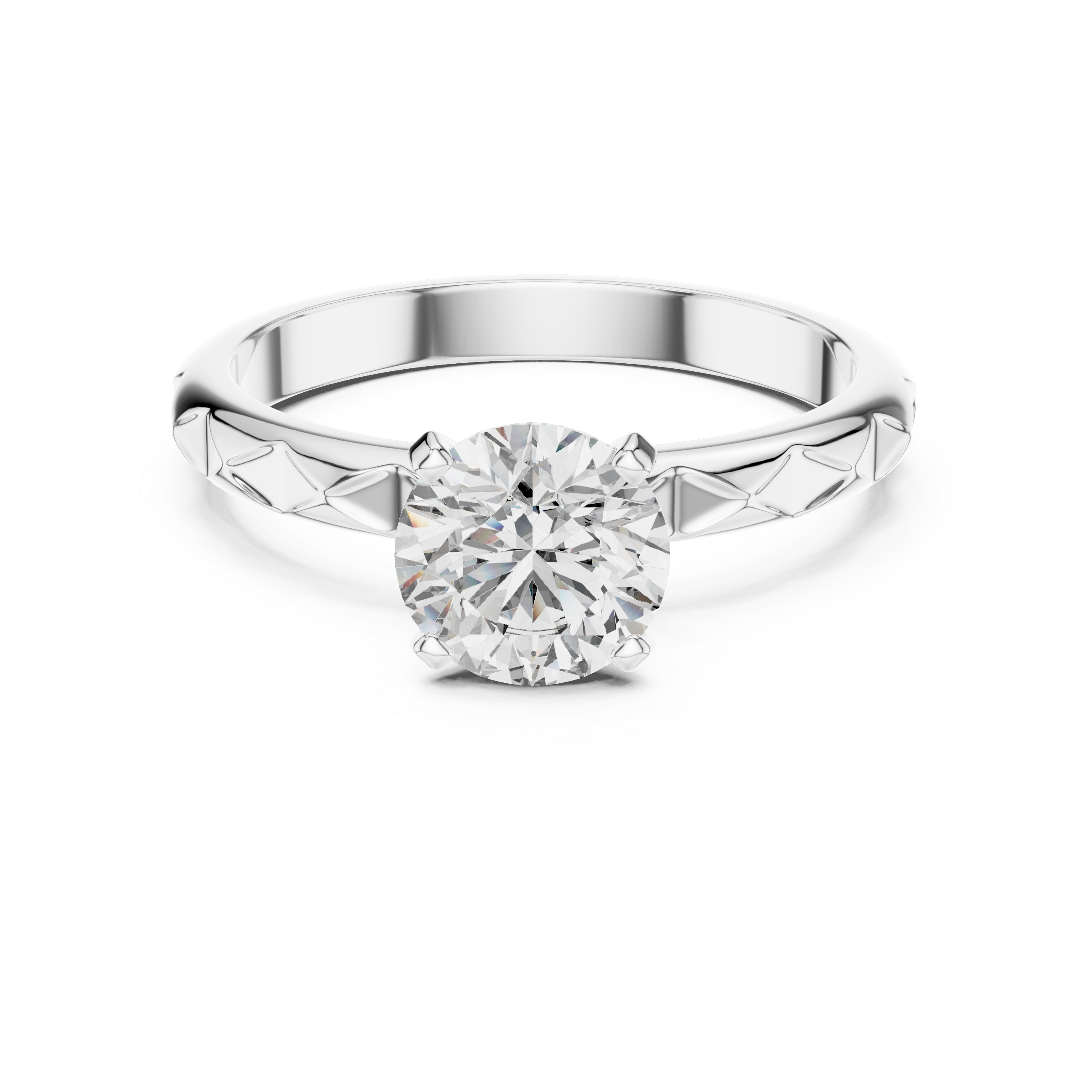 1ct Solitaire With Block Texture Band
