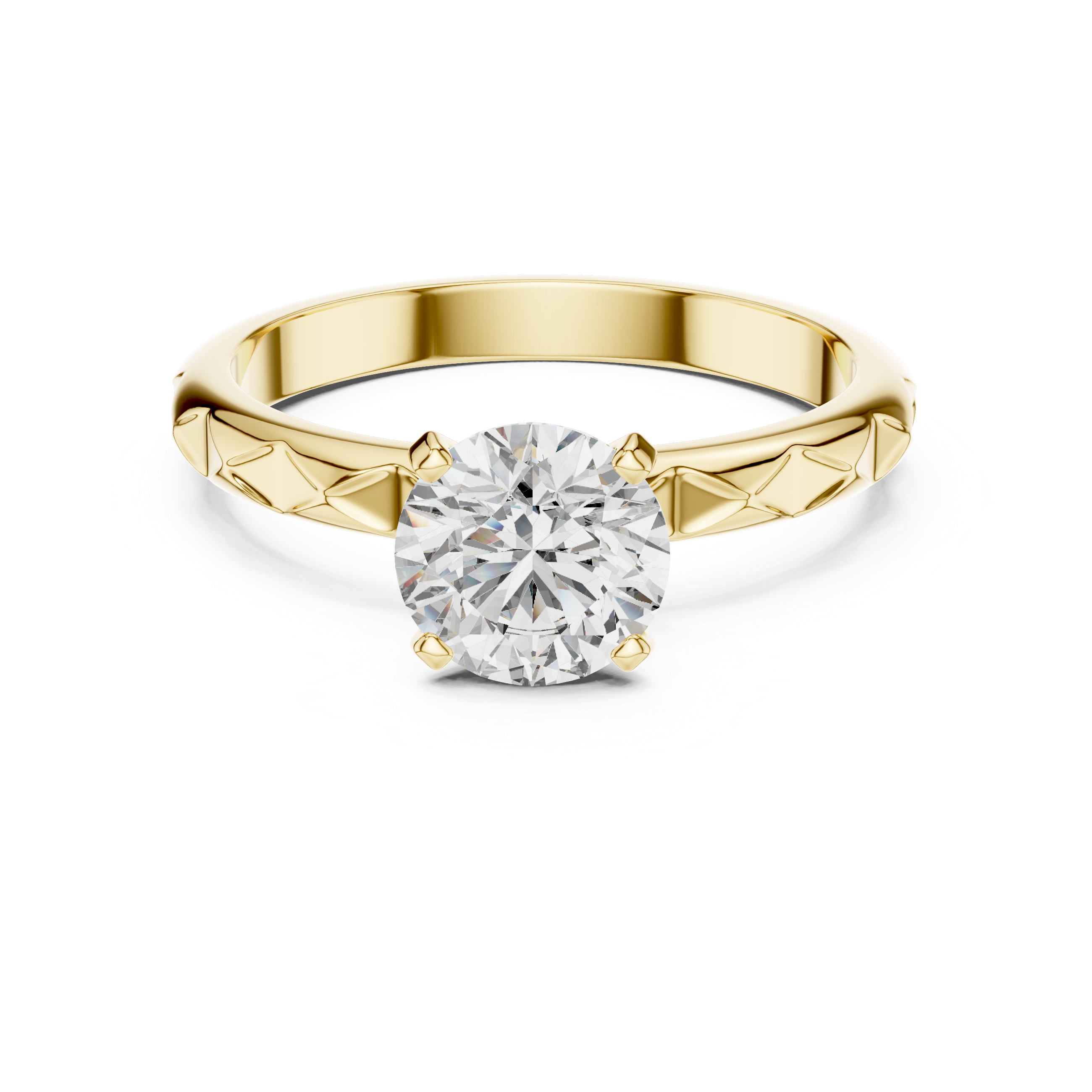 1ct Solitaire With Block Texture Band