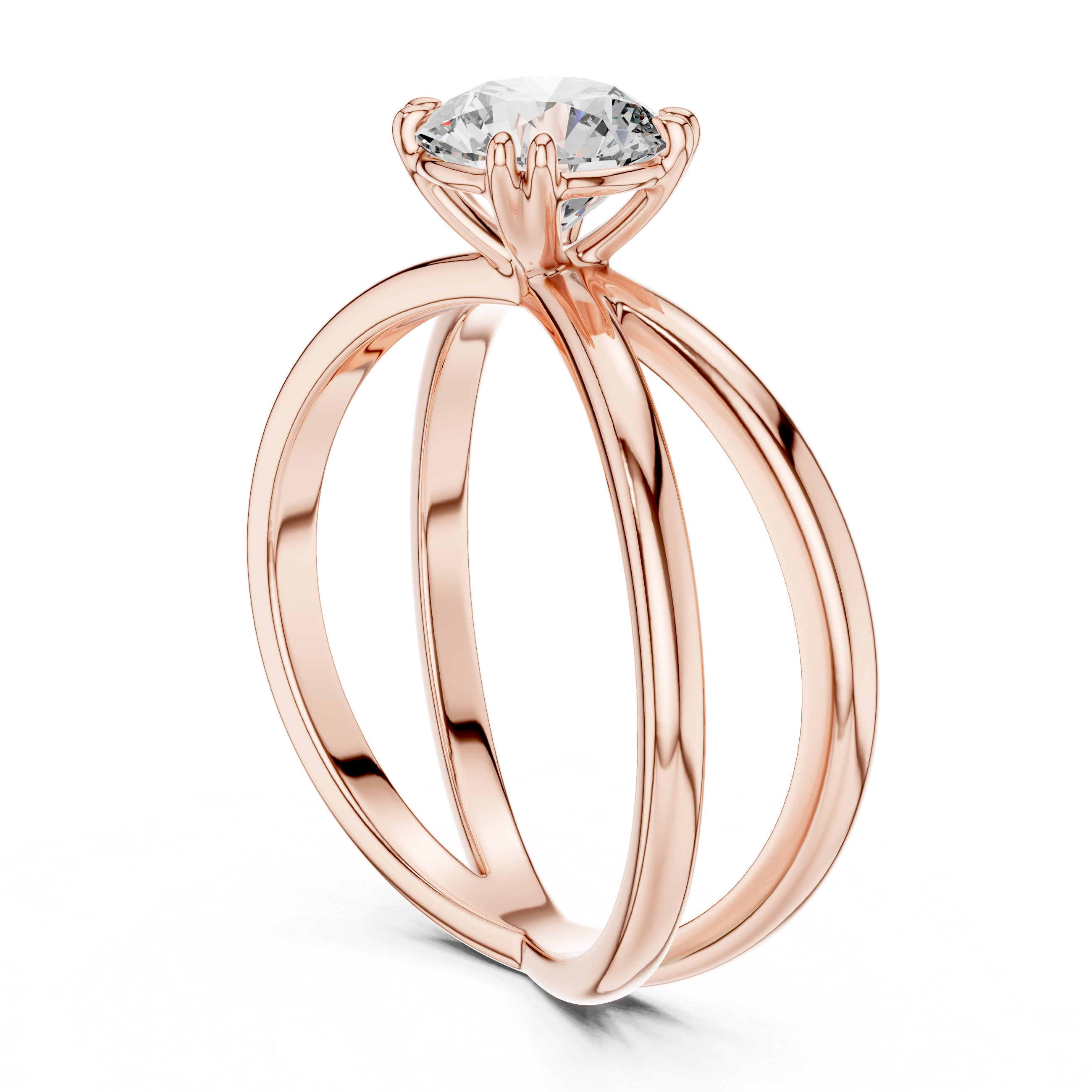 1ct Solitaire Ring With Crossover Shank