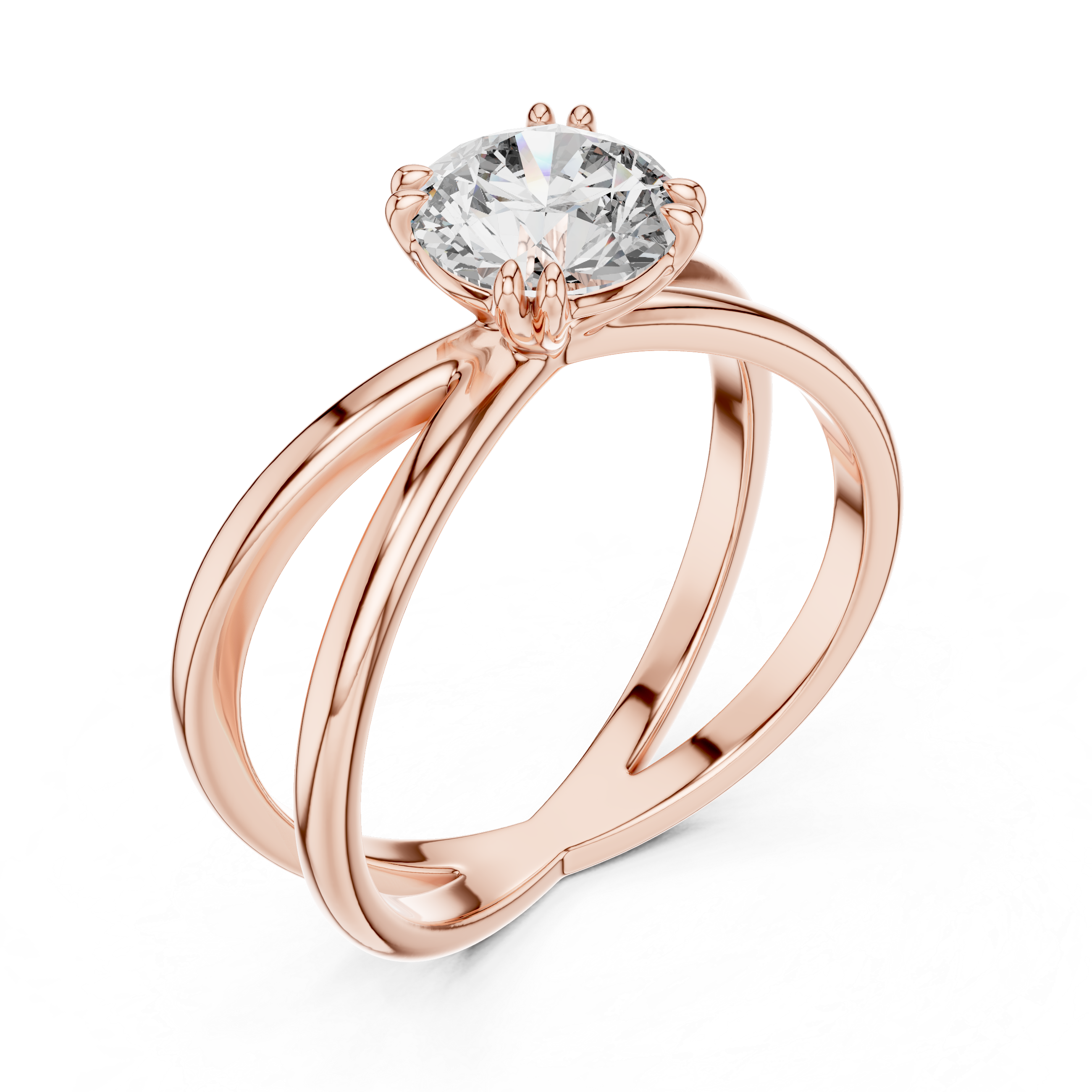 1ct Solitaire Ring With Crossover Shank