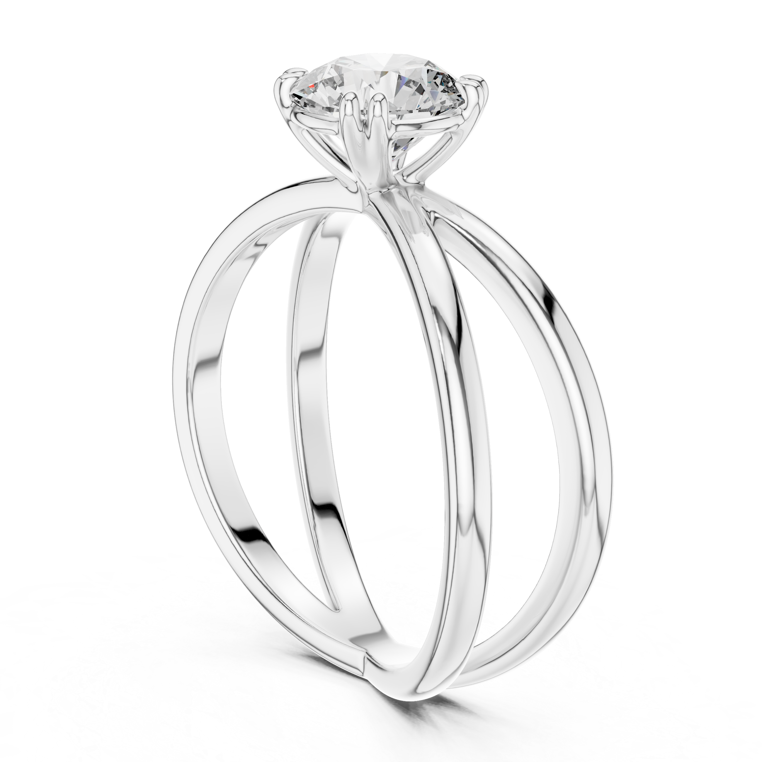 1ct Solitaire Ring With Crossover Shank