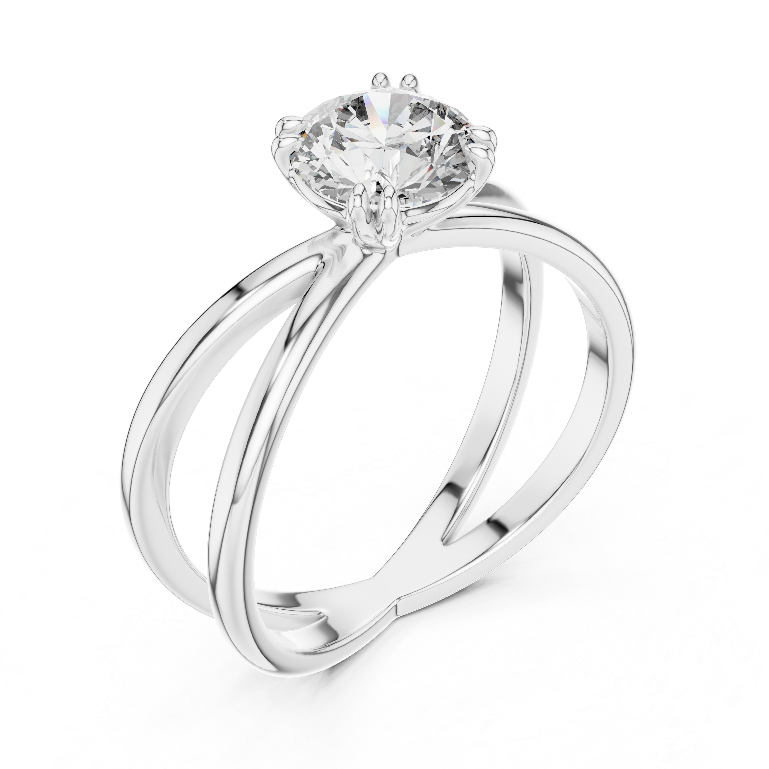 1ct Solitaire Ring With Crossover Shank