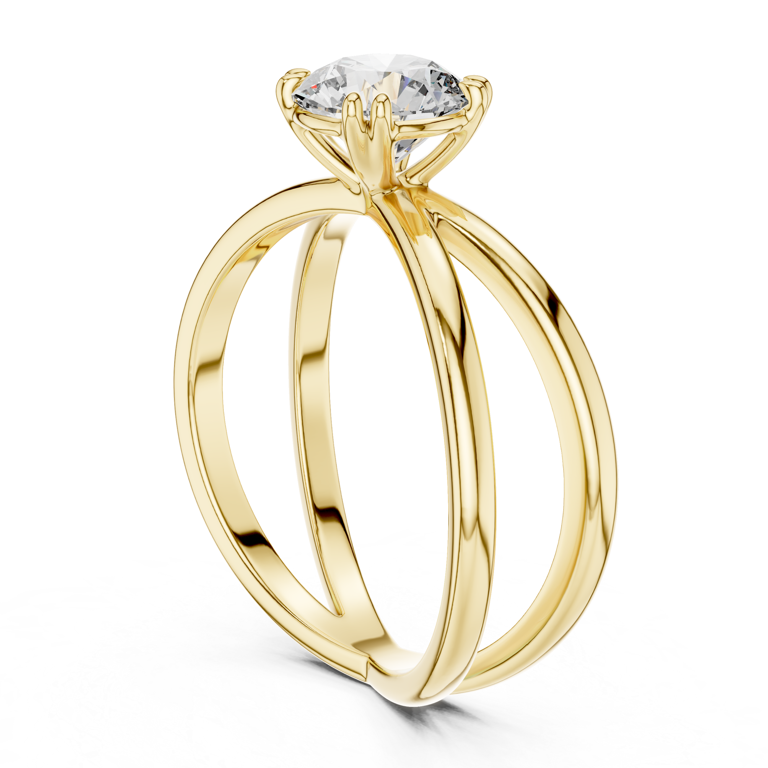 1ct Solitaire Ring With Crossover Shank