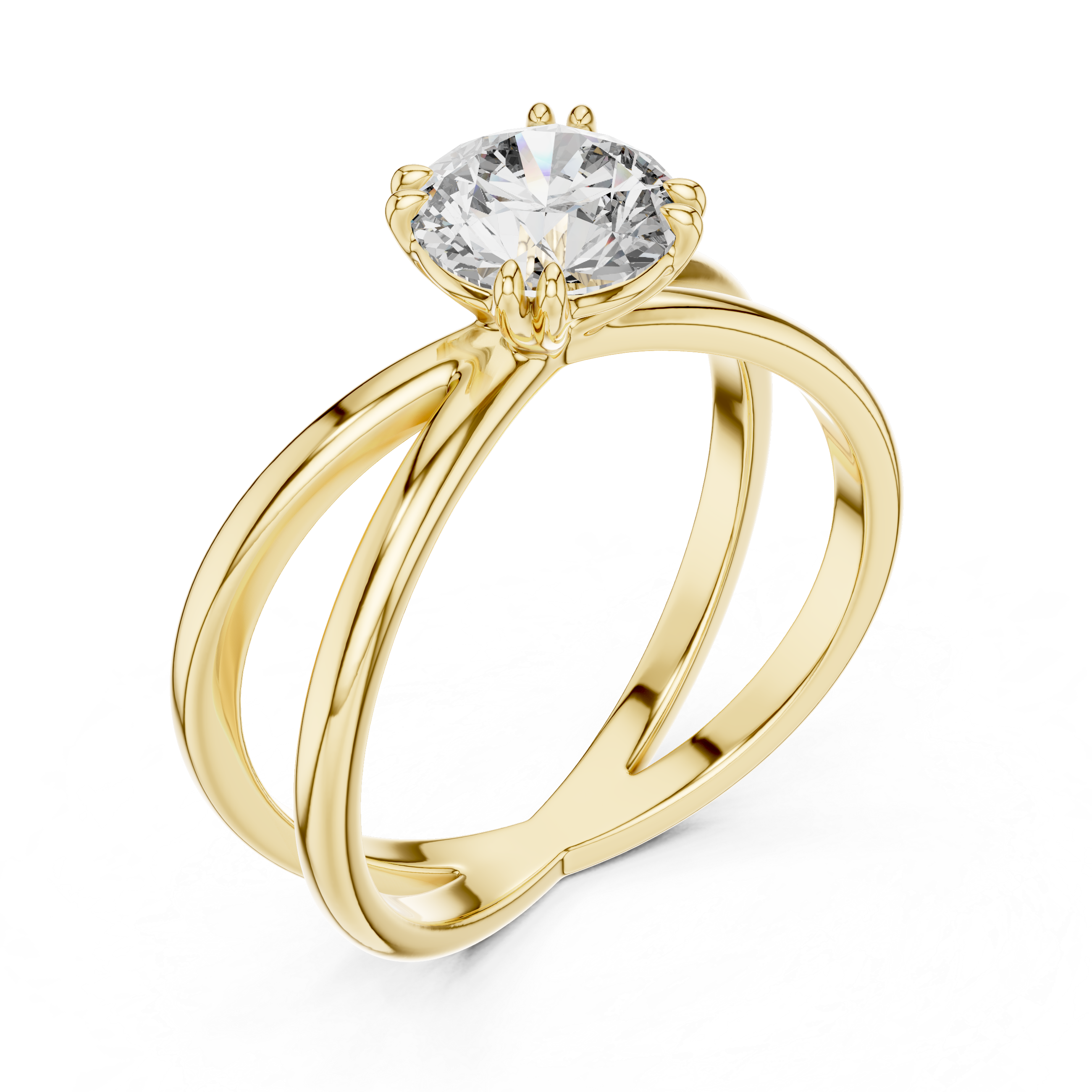 1ct Solitaire Ring With Crossover Shank