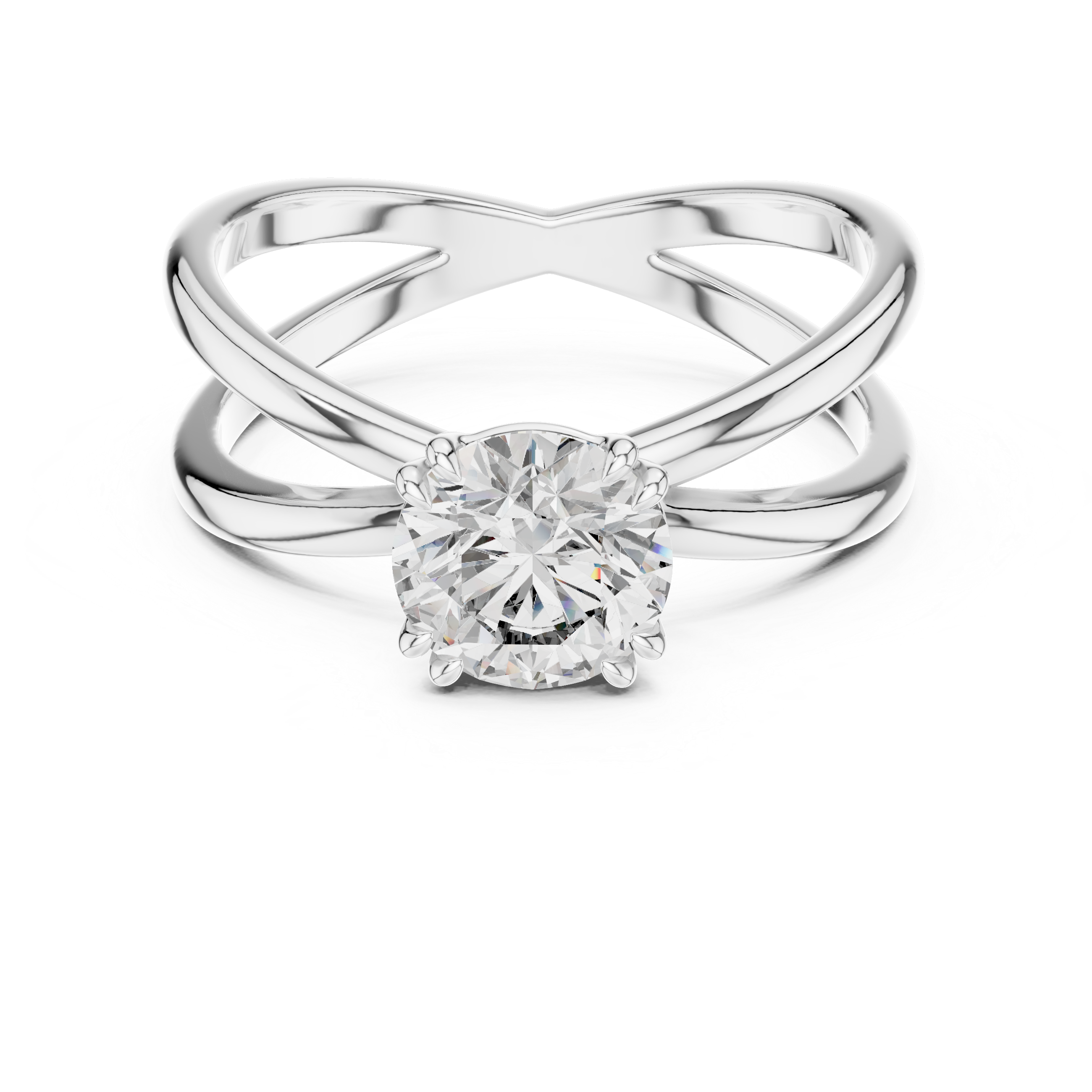 1ct Solitaire Ring With Crossover Shank