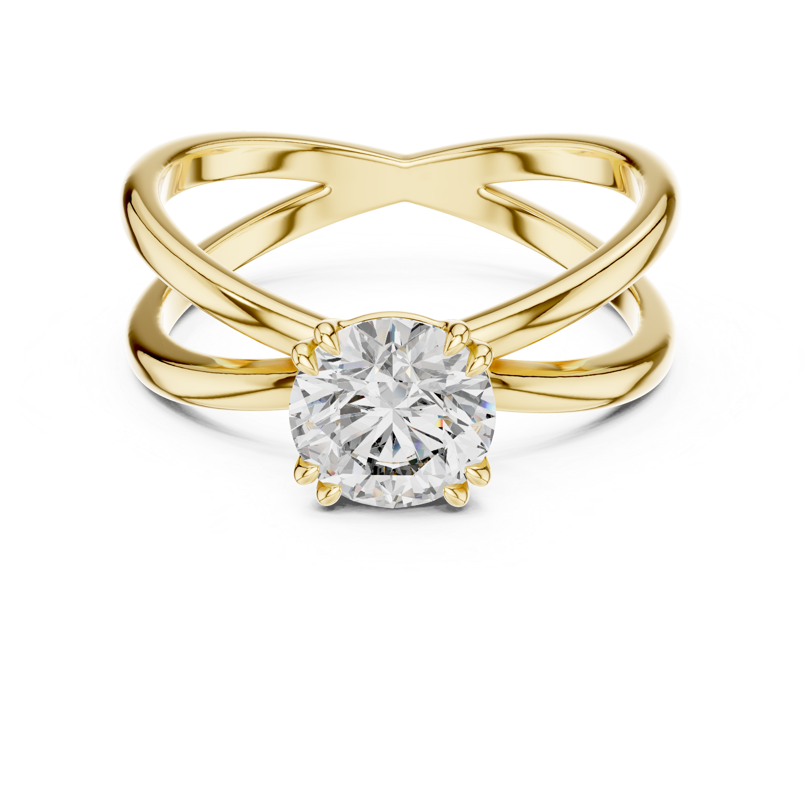 1ct Solitaire Ring With Crossover Shank