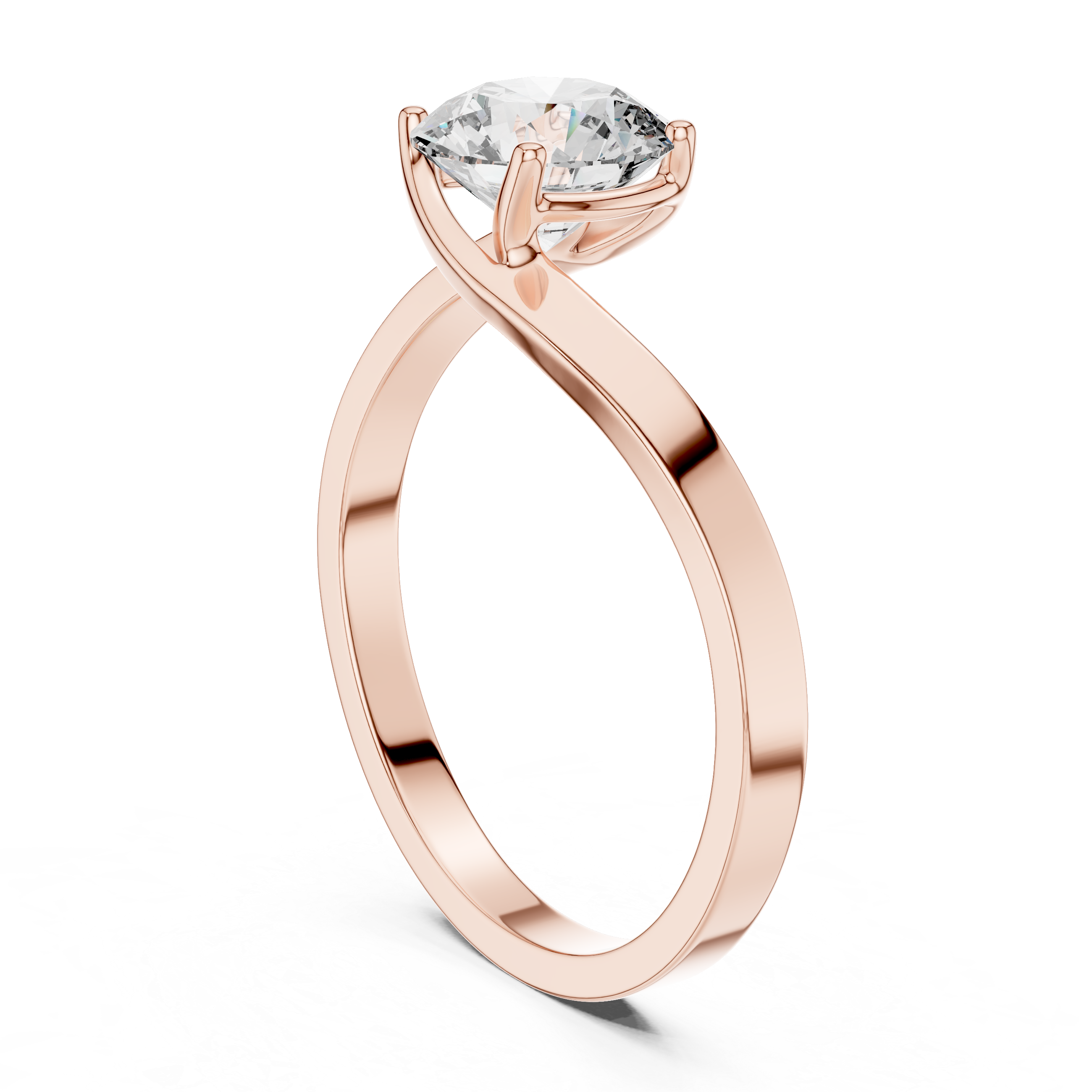 1ct Solitaire Ring With Crossover Band