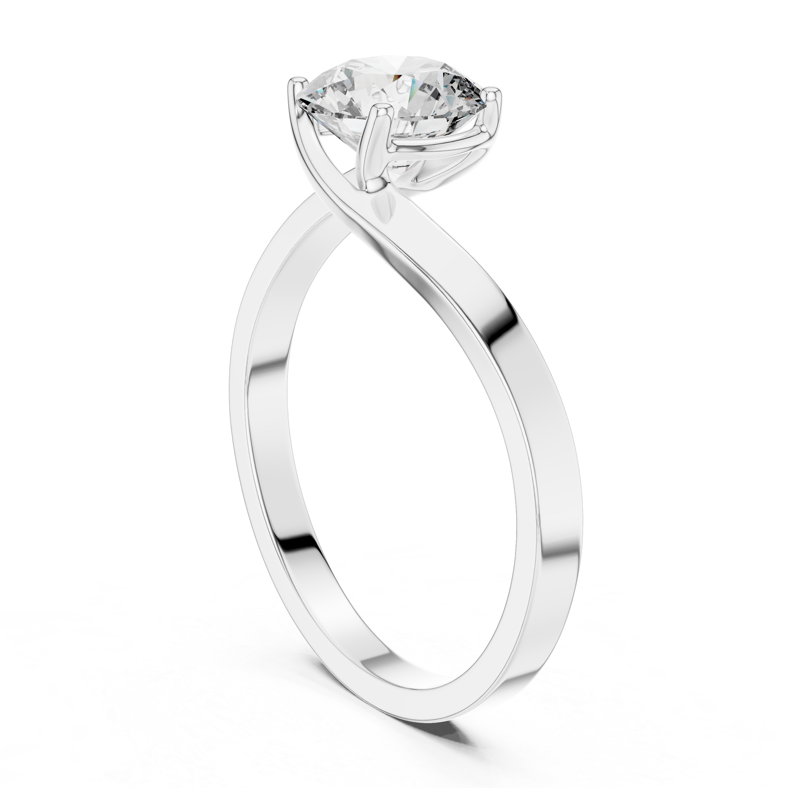 1ct Solitaire Ring With Crossover Band