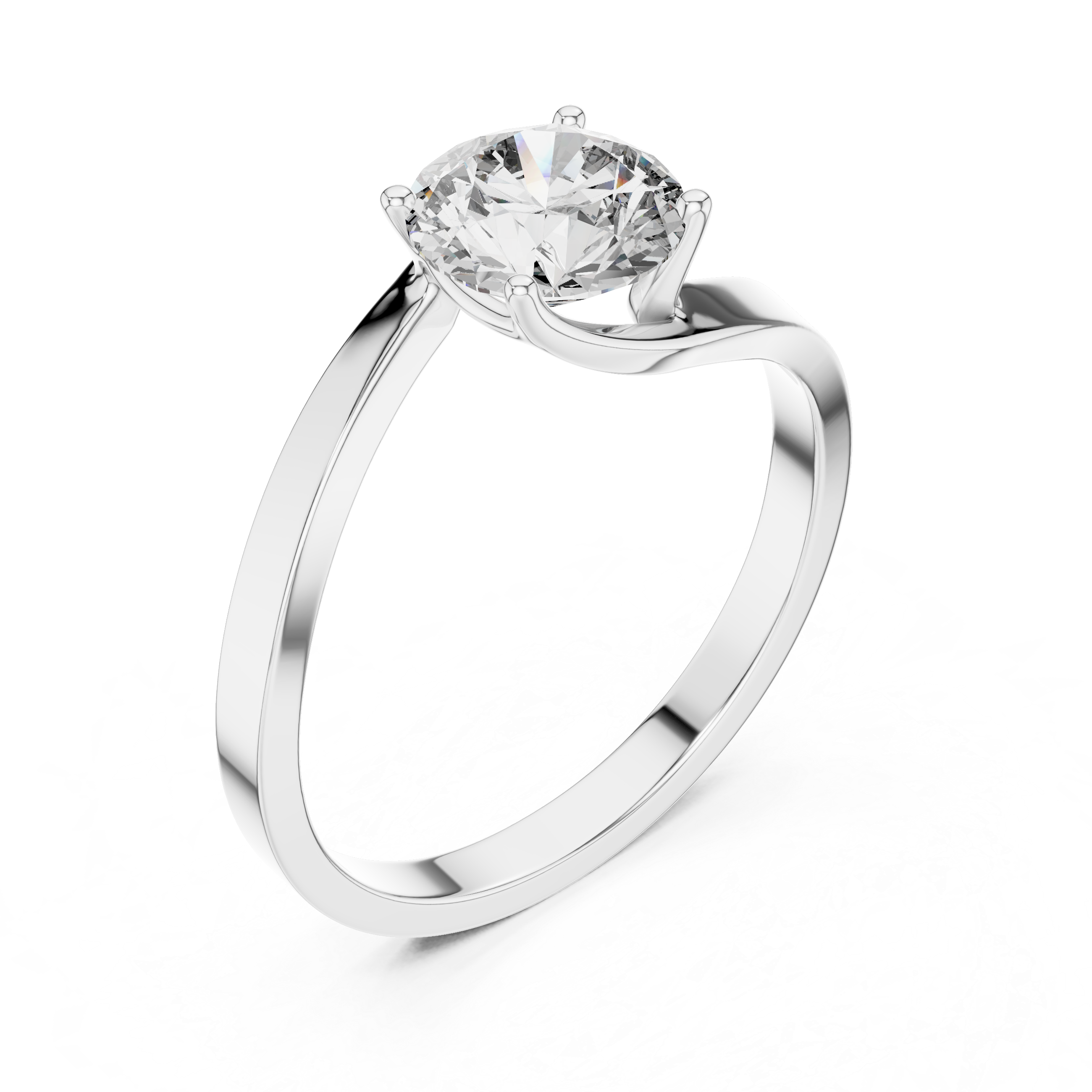 1ct Solitaire Ring With Crossover Band