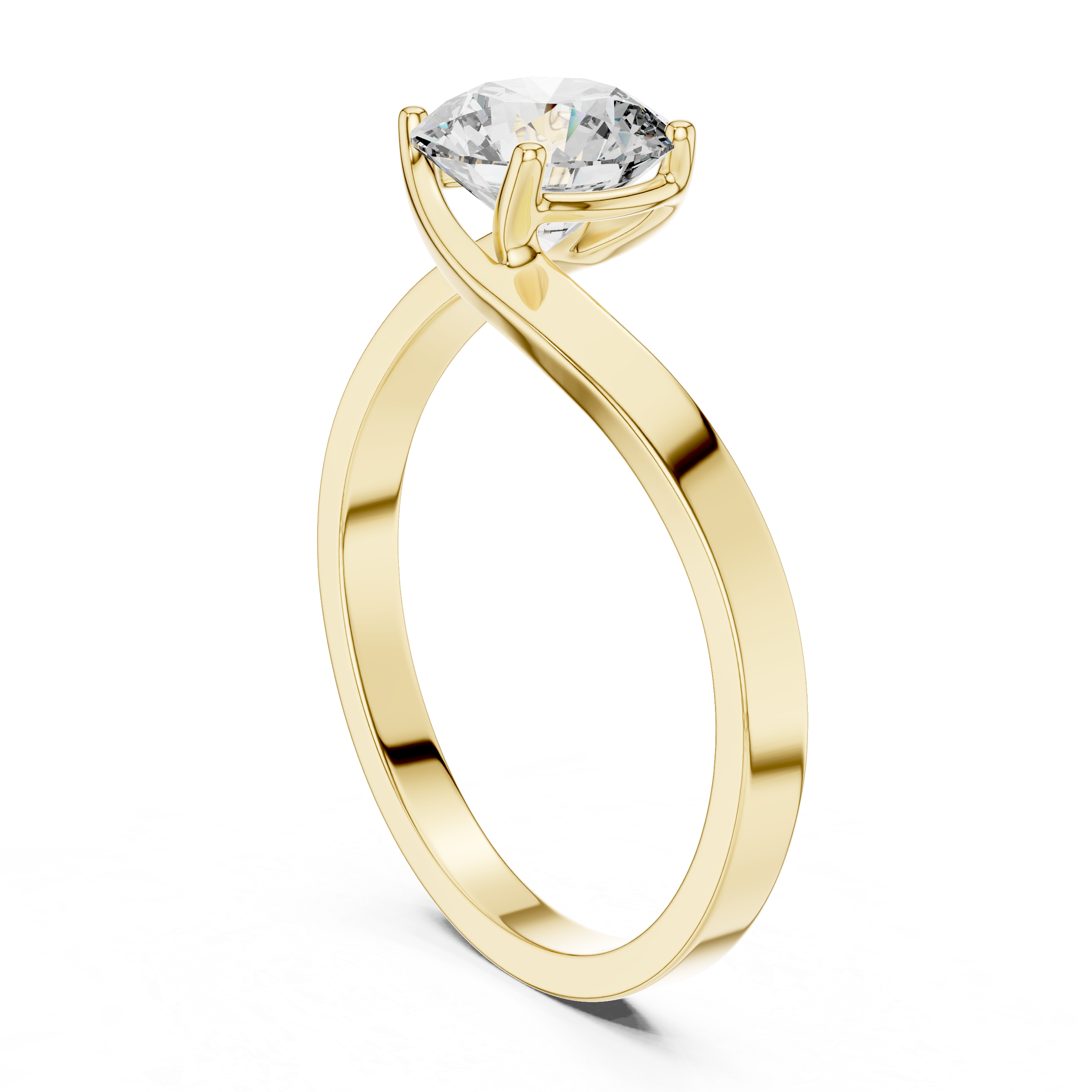 1ct Solitaire Ring With Crossover Band