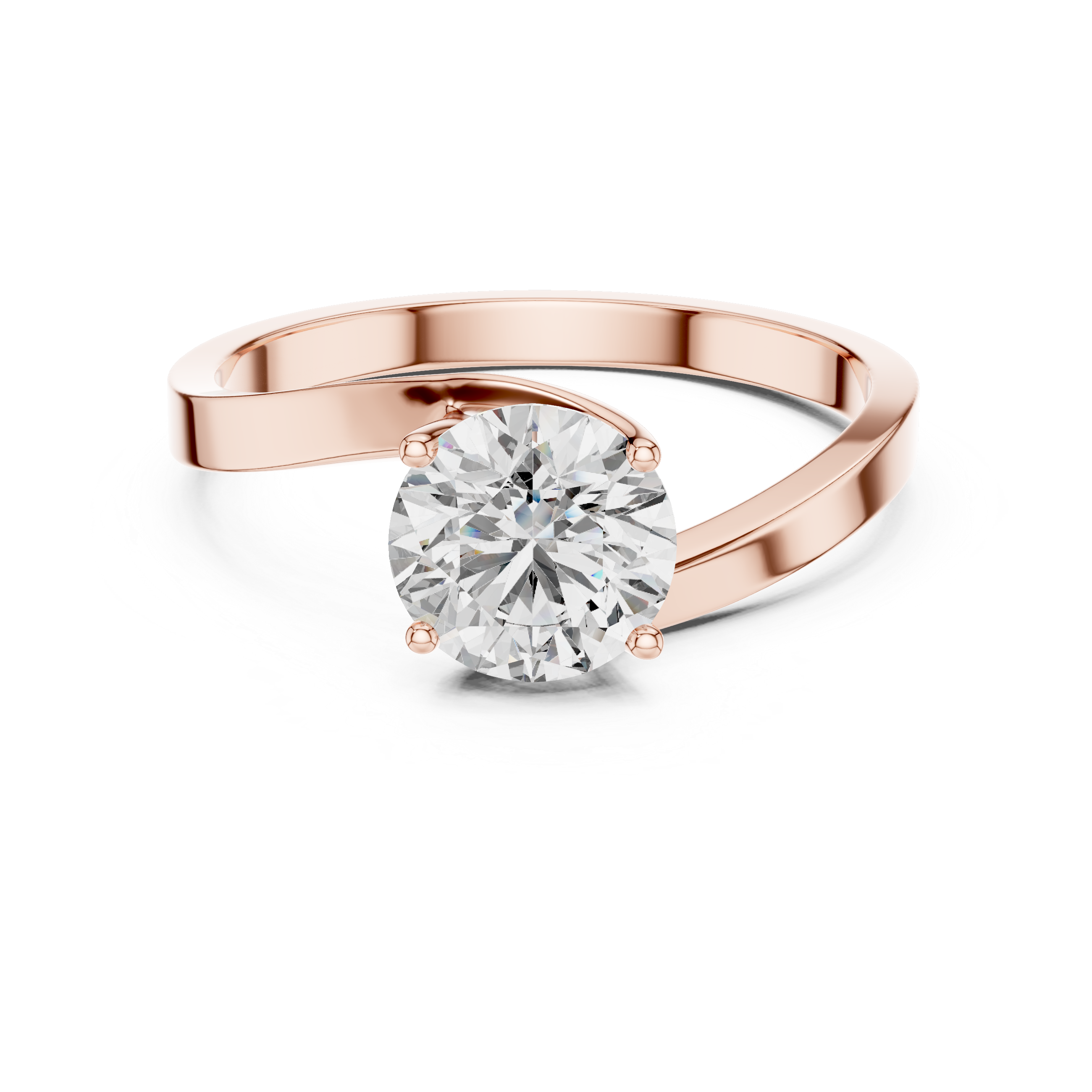 1ct Solitaire Ring With Crossover Band