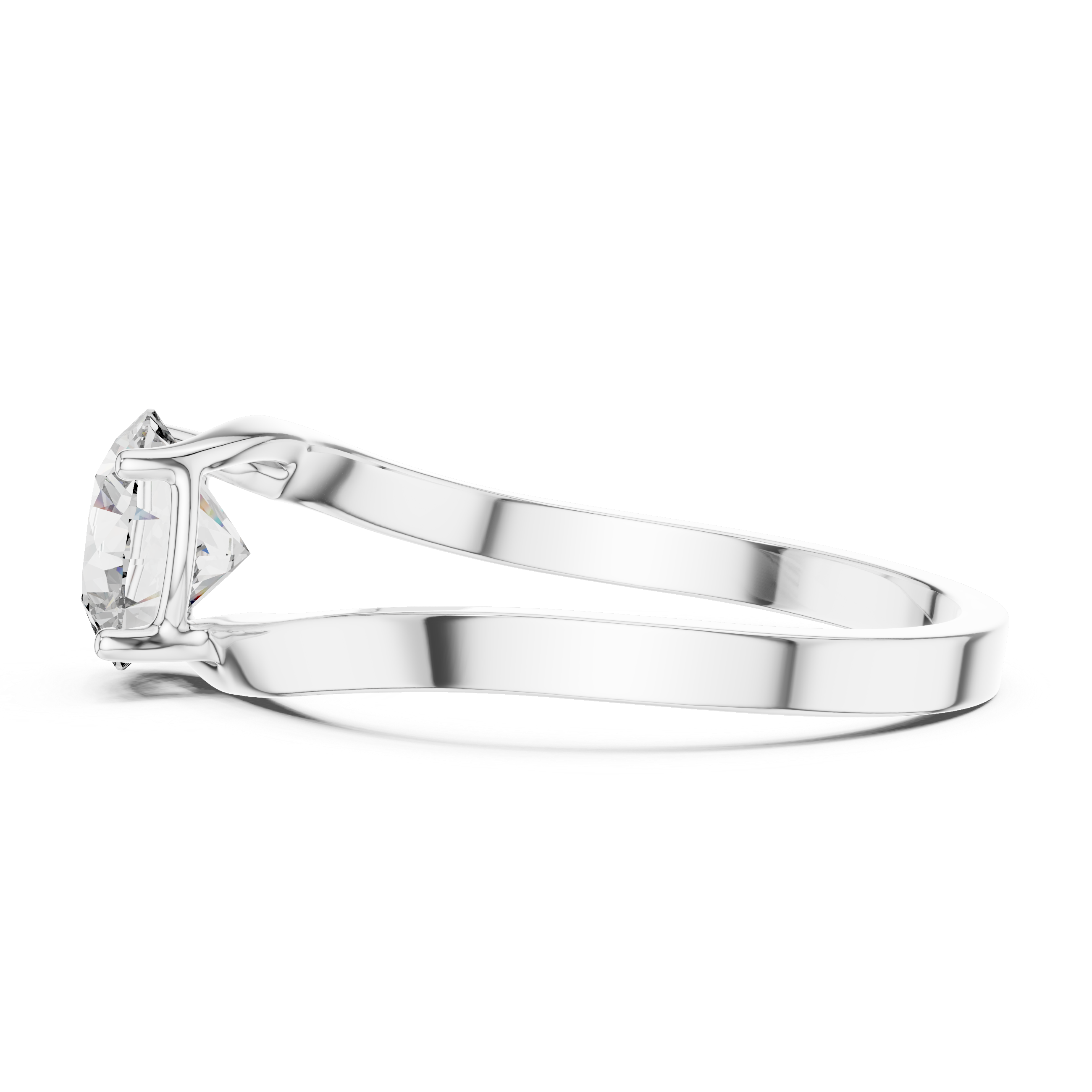 1ct Solitaire Ring With Crossover Band