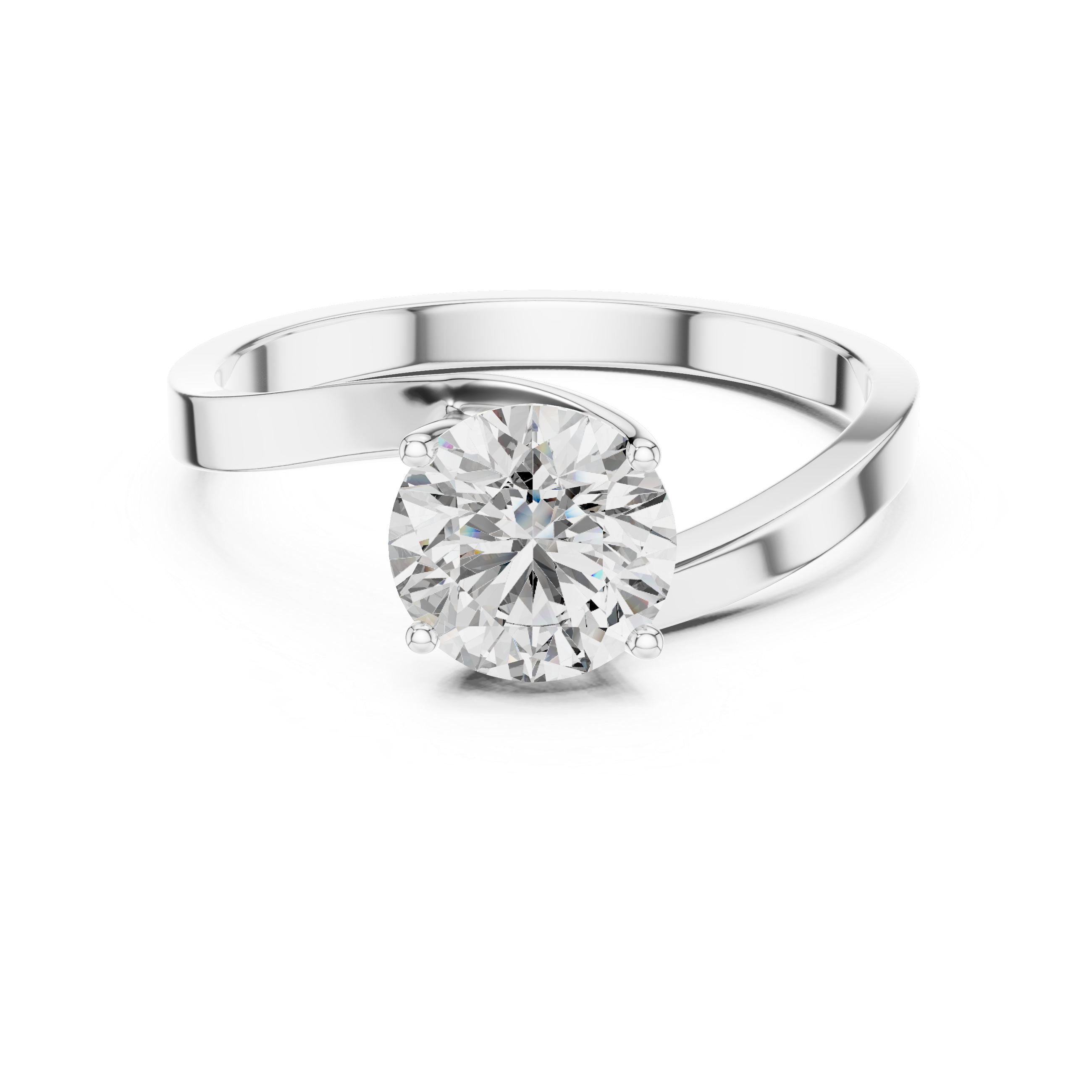 1ct Solitaire Ring With Crossover Band