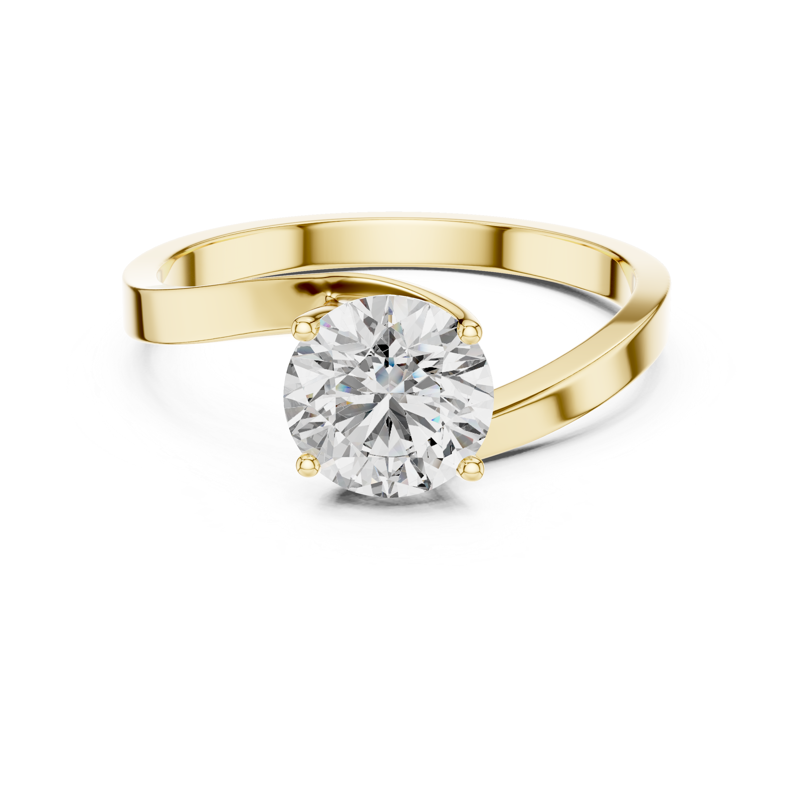 1ct Solitaire Ring With Crossover Band