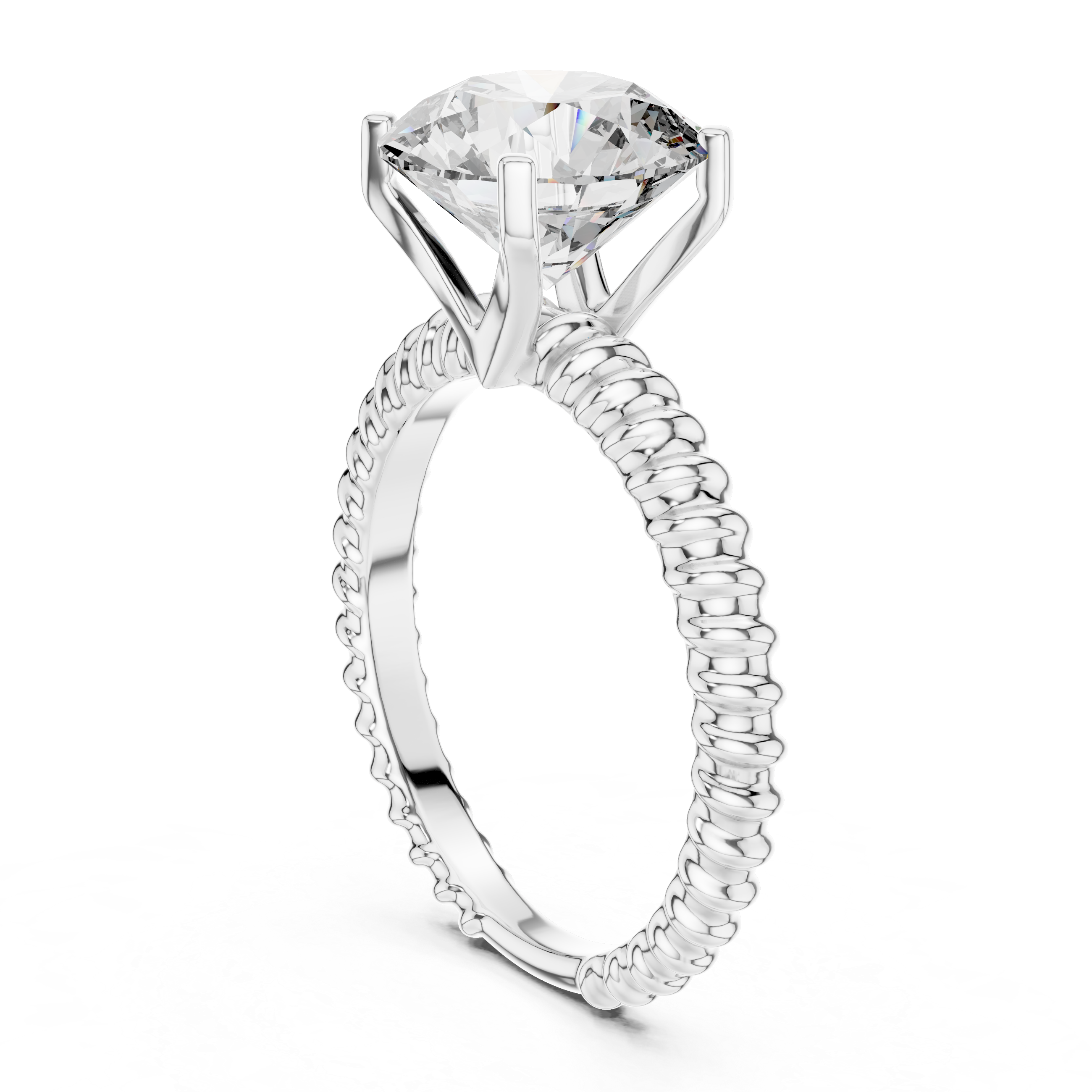 2ct Solitaire Ring With Rope Shank
