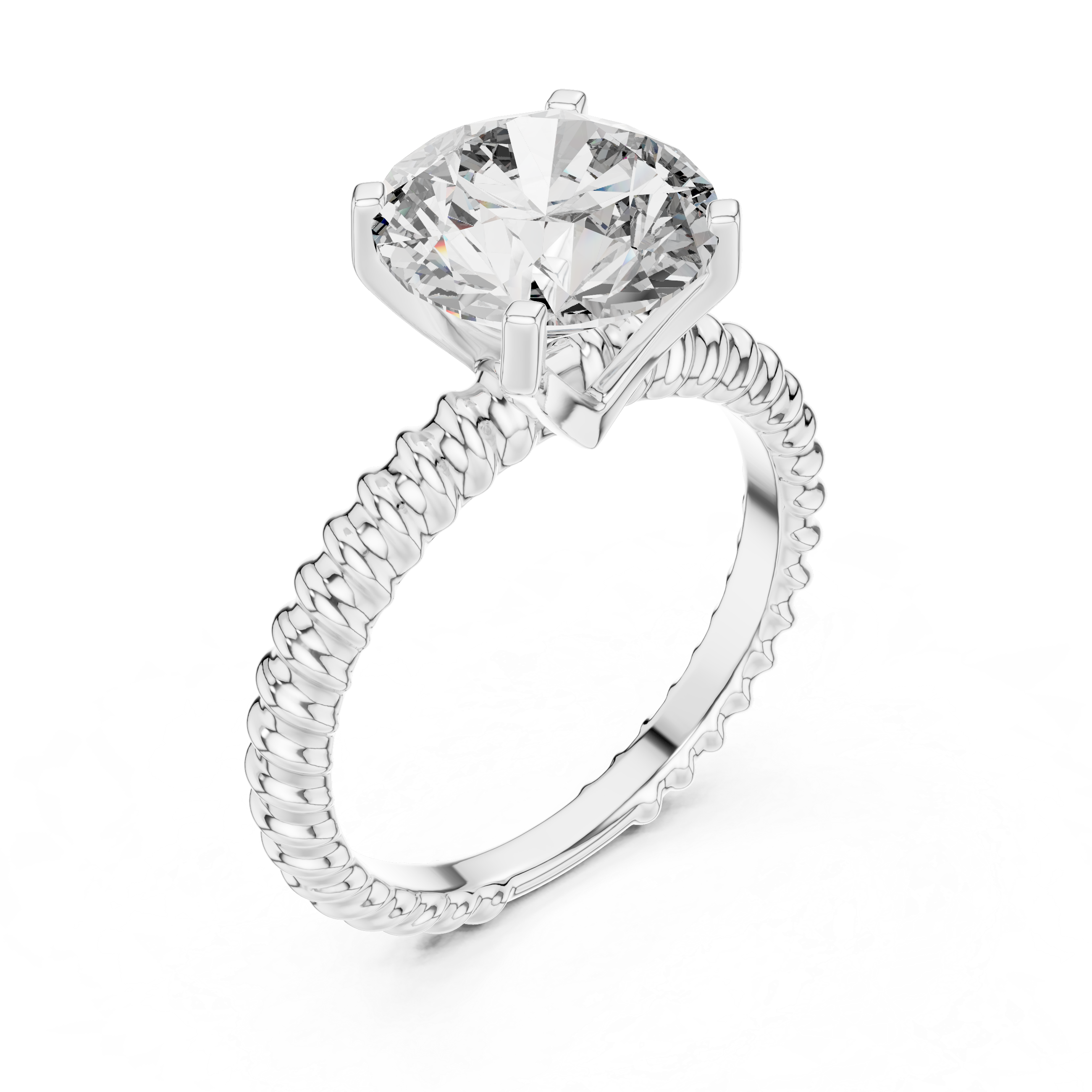2ct Solitaire Ring With Rope Shank