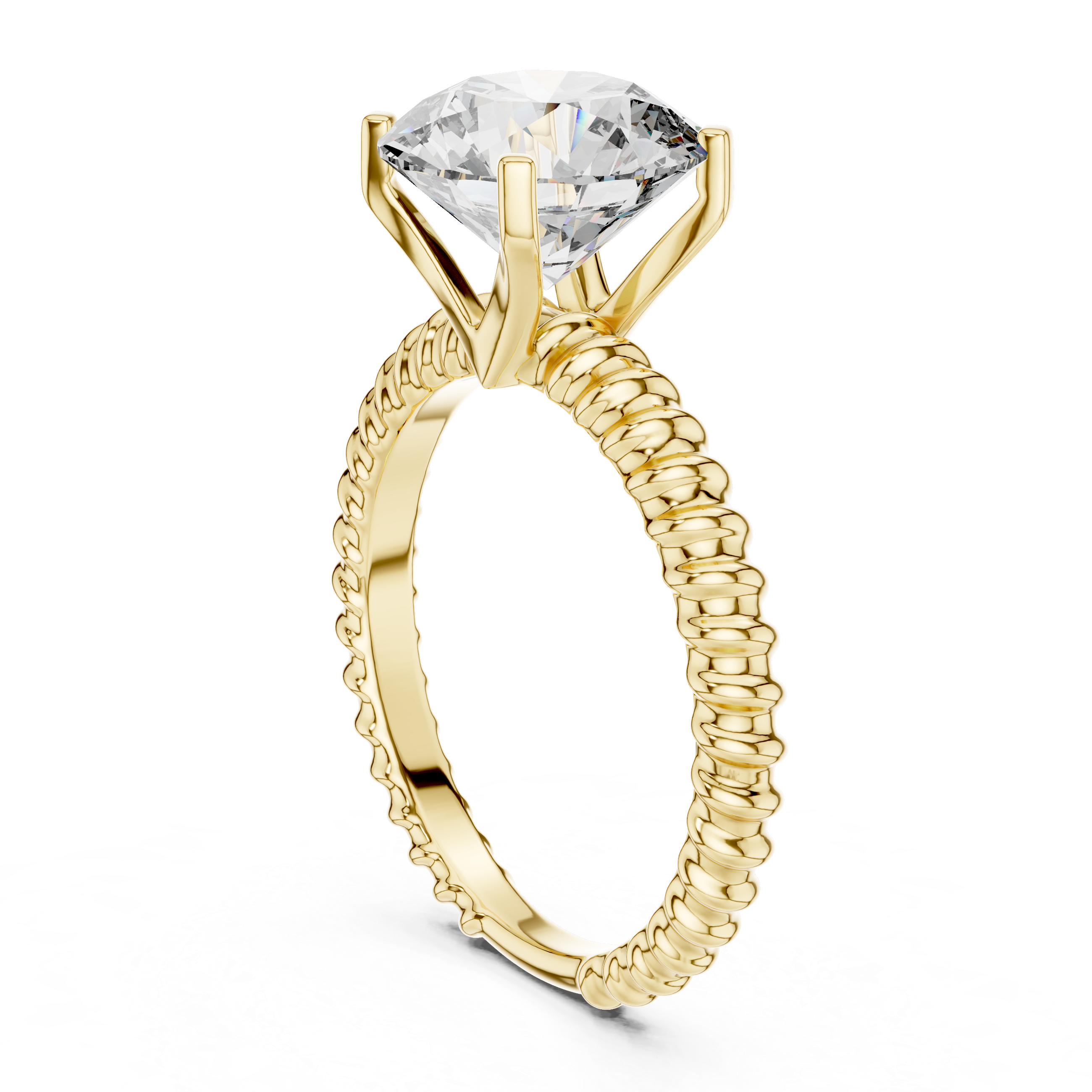 2ct Solitaire Ring With Rope Shank