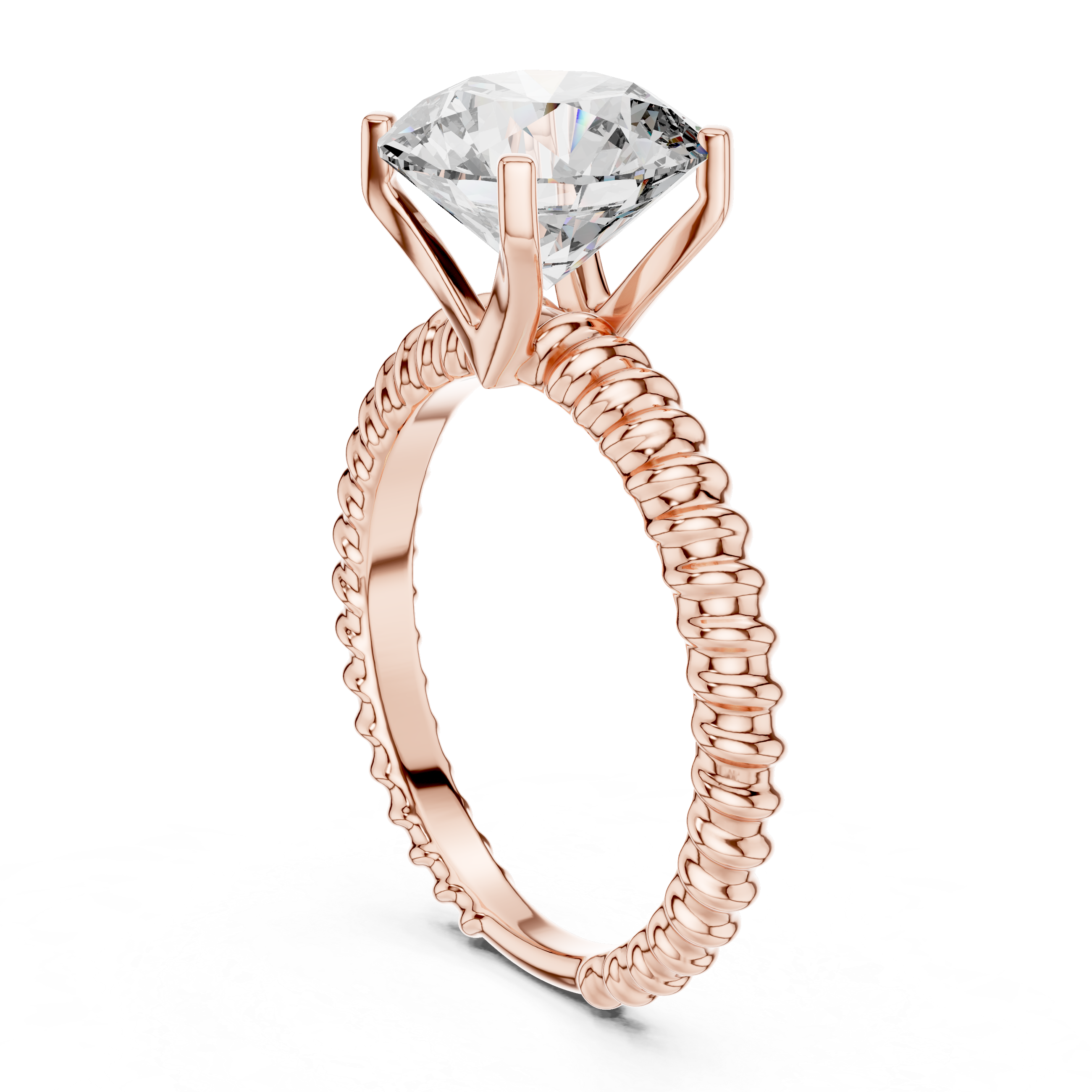 2ct Solitaire Ring With Rope Shank