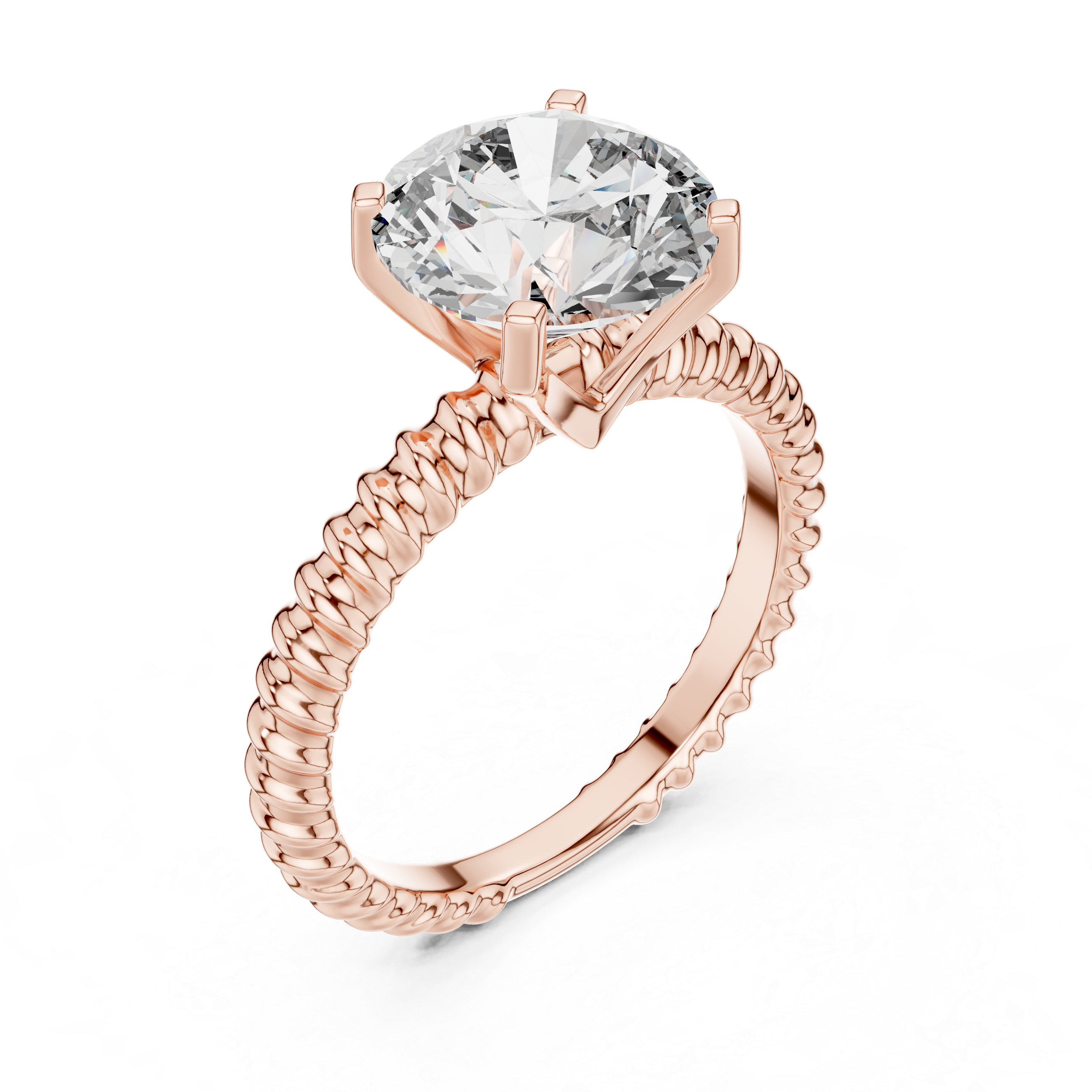 2ct Solitaire Ring With Rope Shank