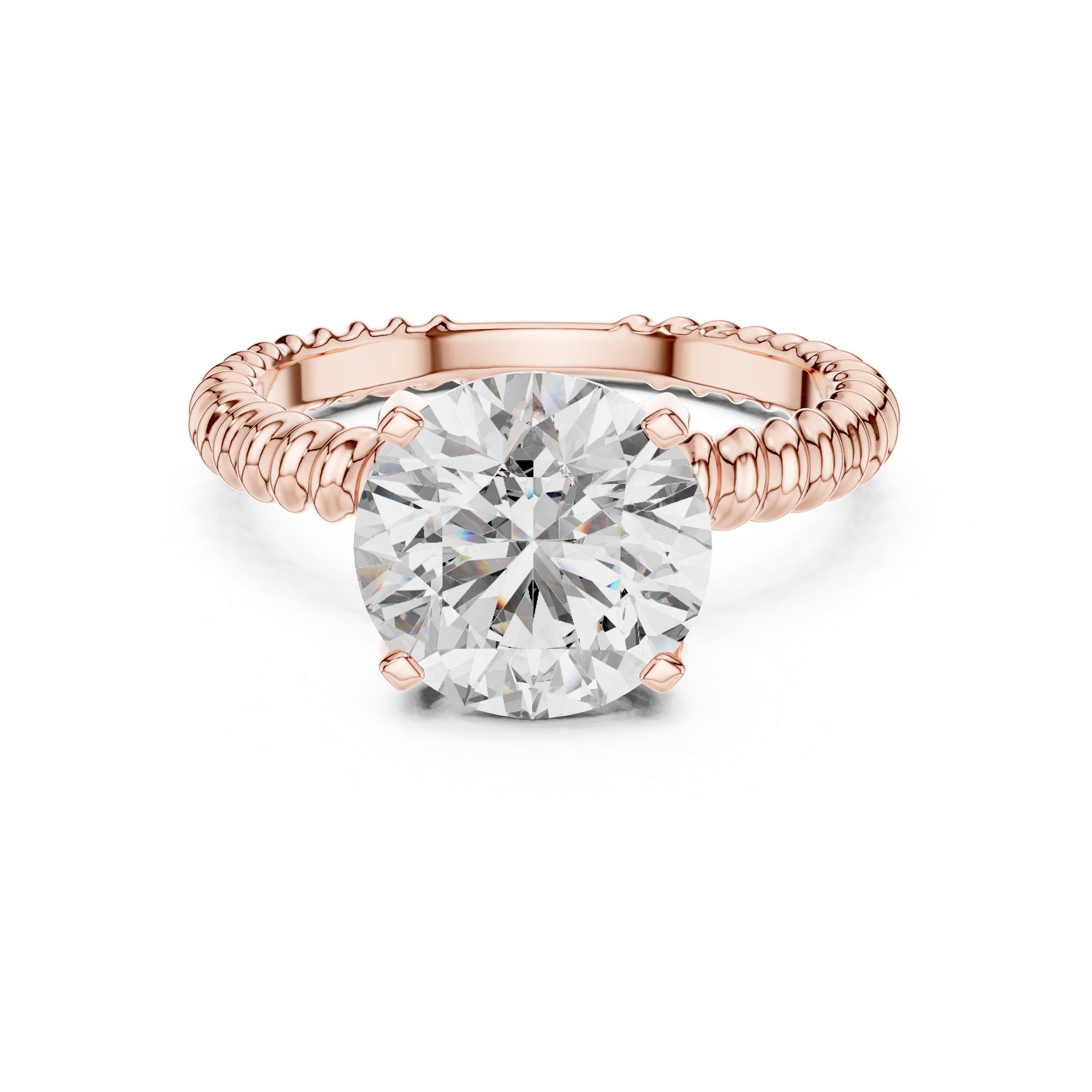 2ct Solitaire Ring With Rope Shank