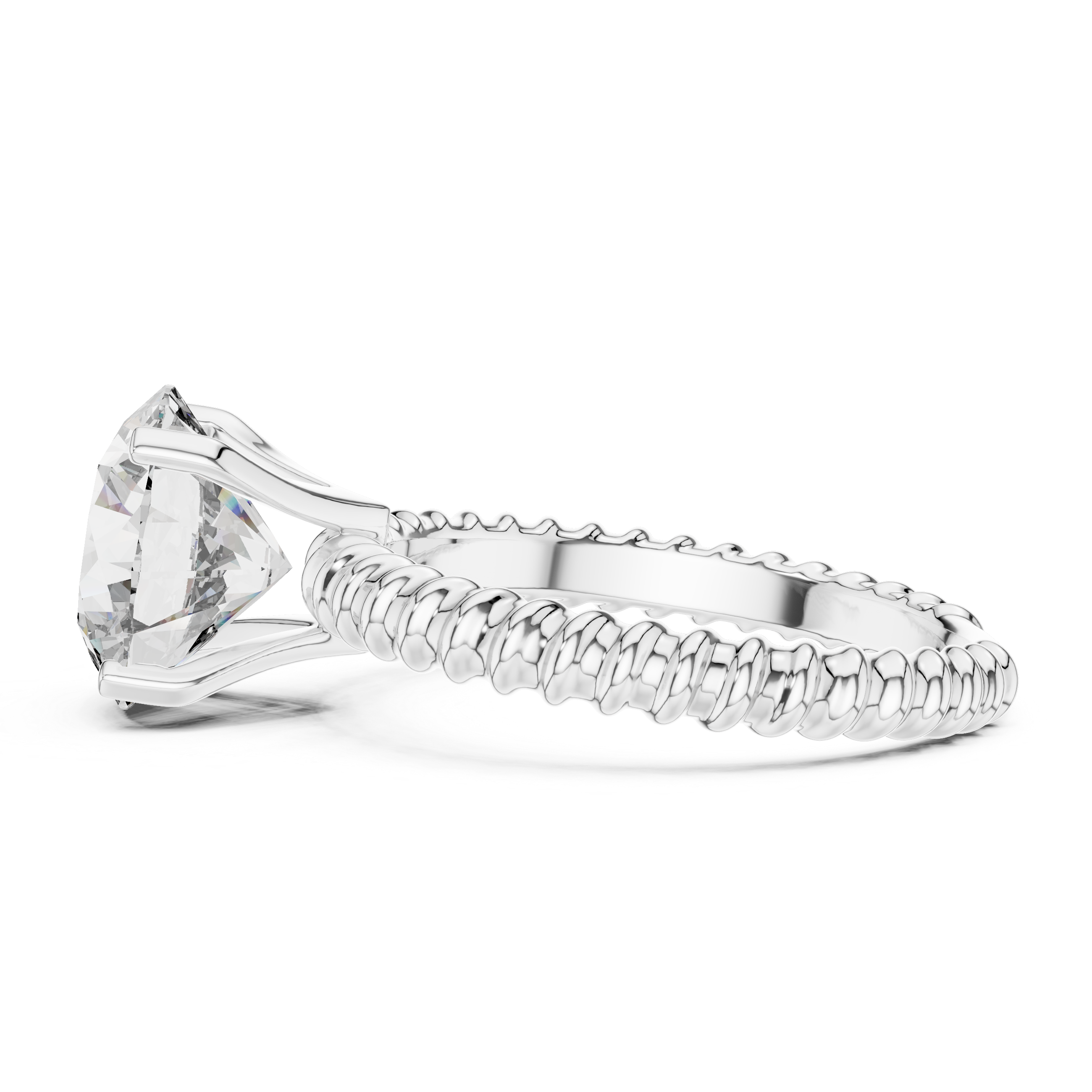2ct Solitaire Ring With Rope Shank