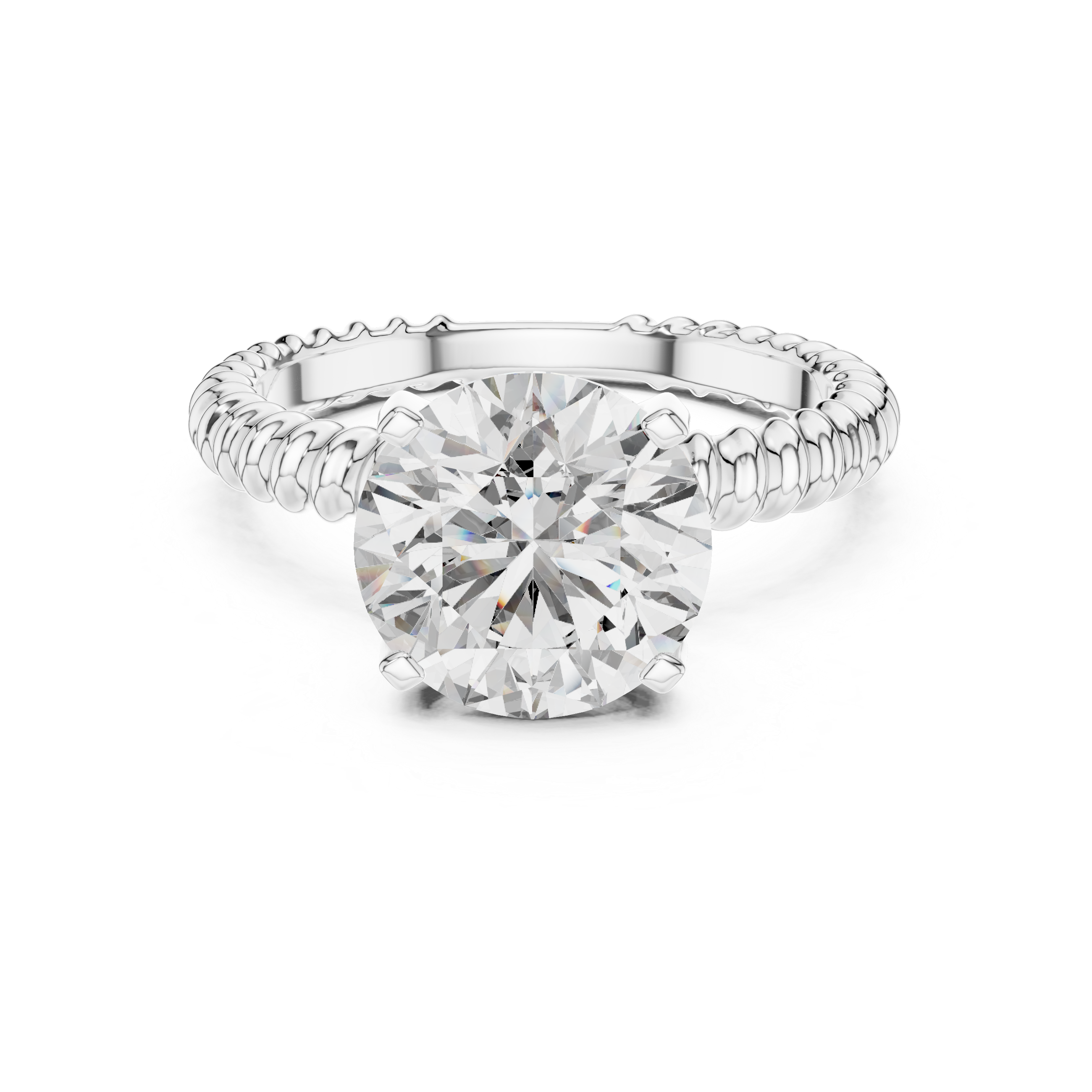 2ct Solitaire Ring With Rope Shank