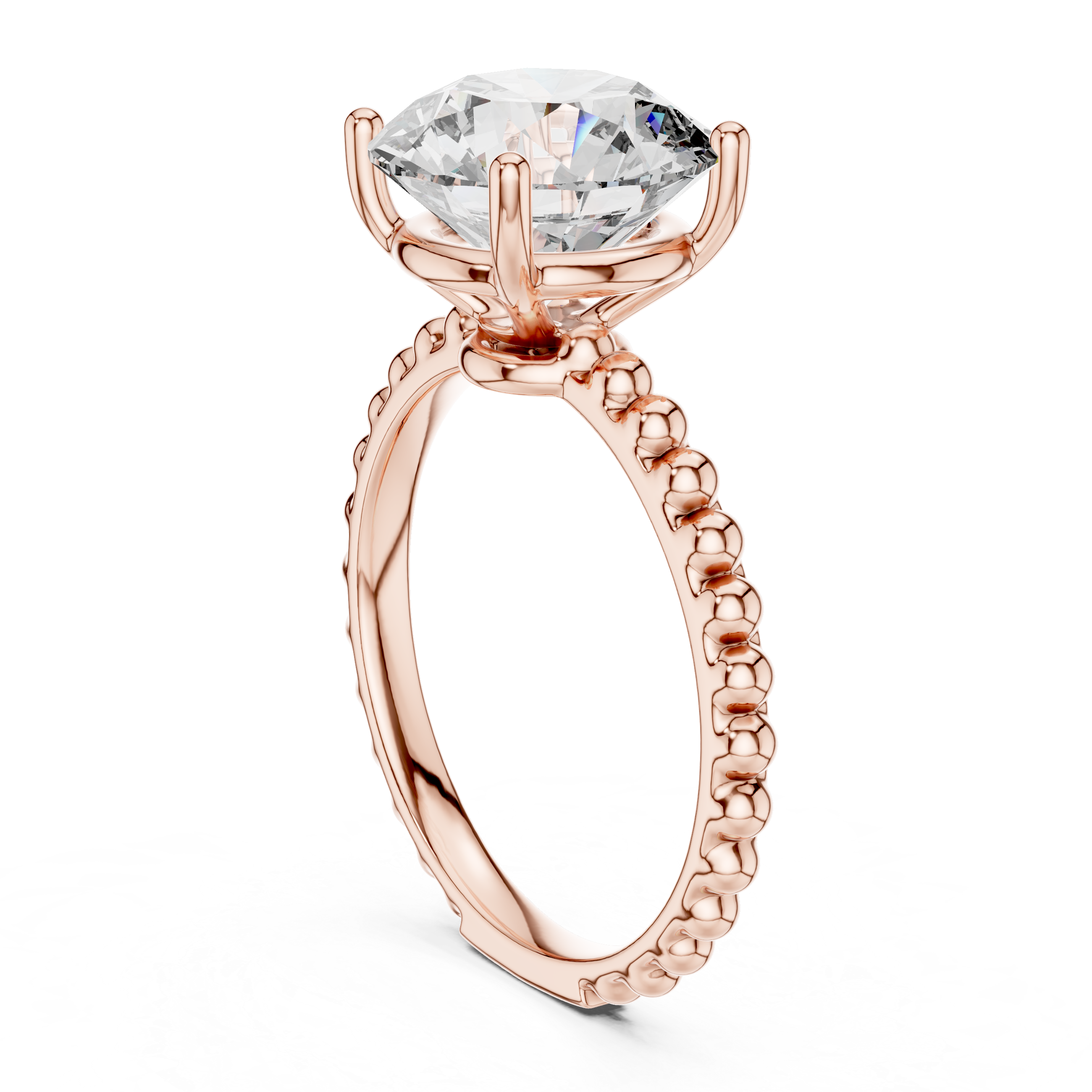 2ct Solitaire With Beads Shank