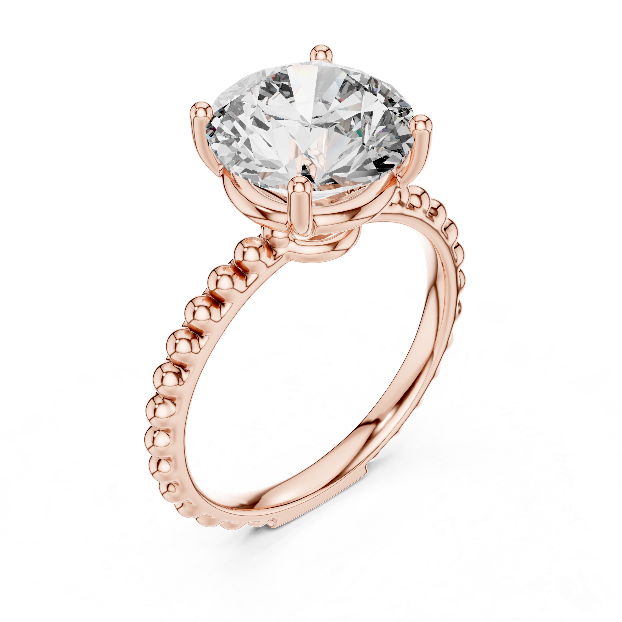2ct Solitaire With Beads Shank