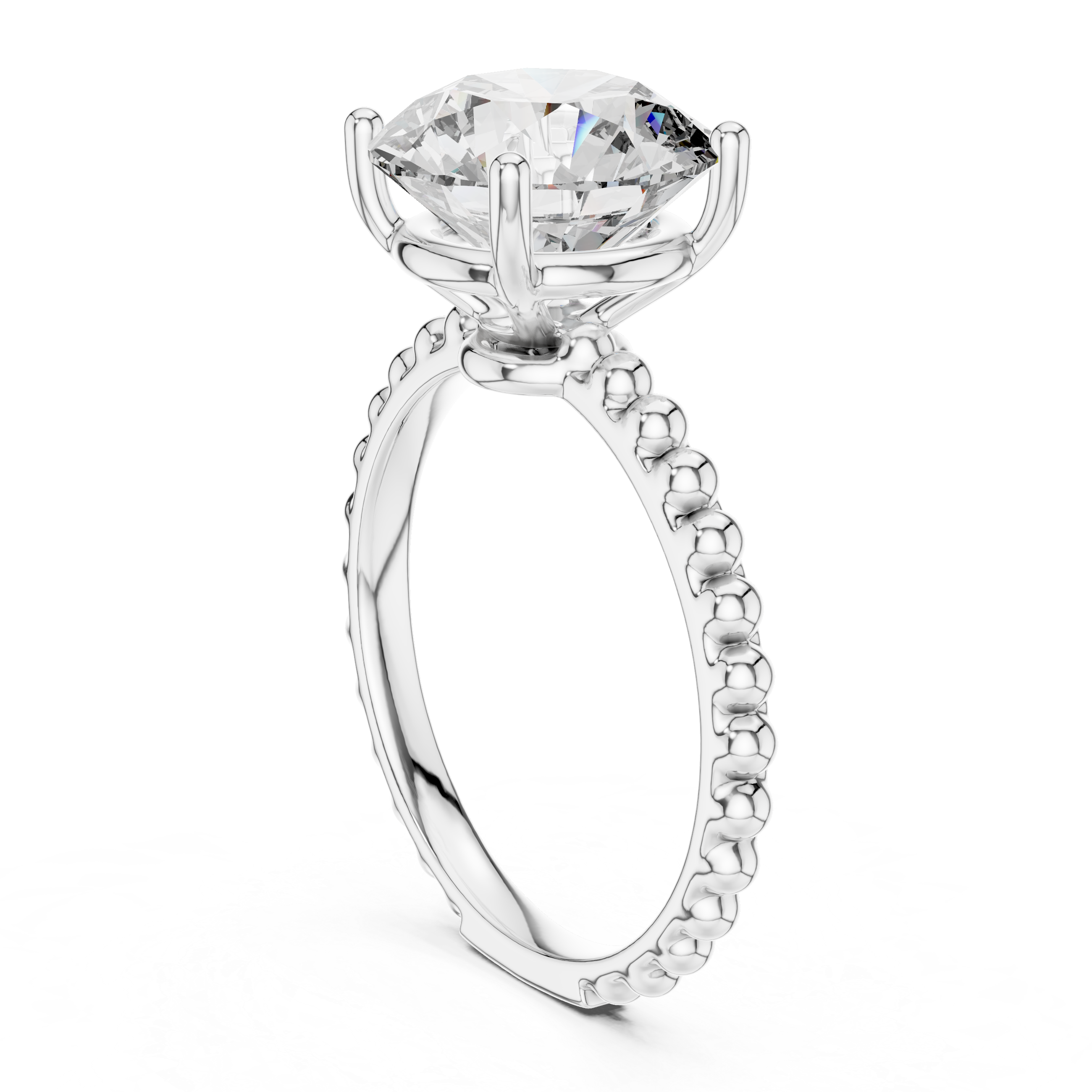 2ct Solitaire With Beads Shank